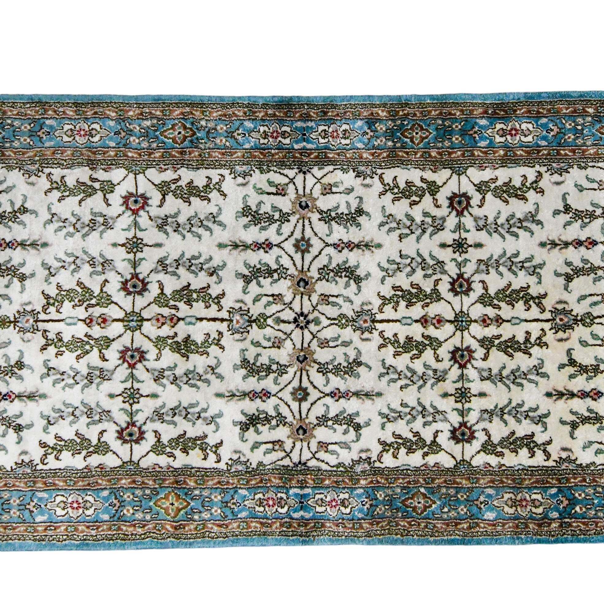 Turkish Ada Handicraft Center Hand-Knotted Mercerized Cotton Runner Rug-9