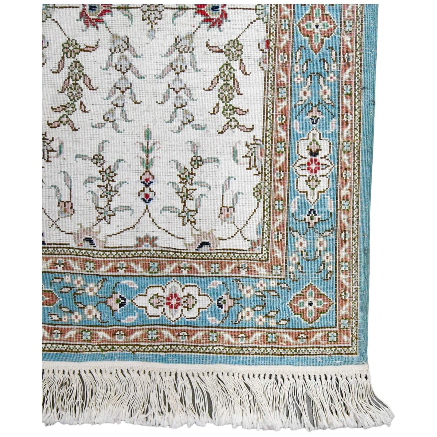 Turkish Ada Handicraft Center Hand-Knotted Mercerized Cotton Runner Rug-7