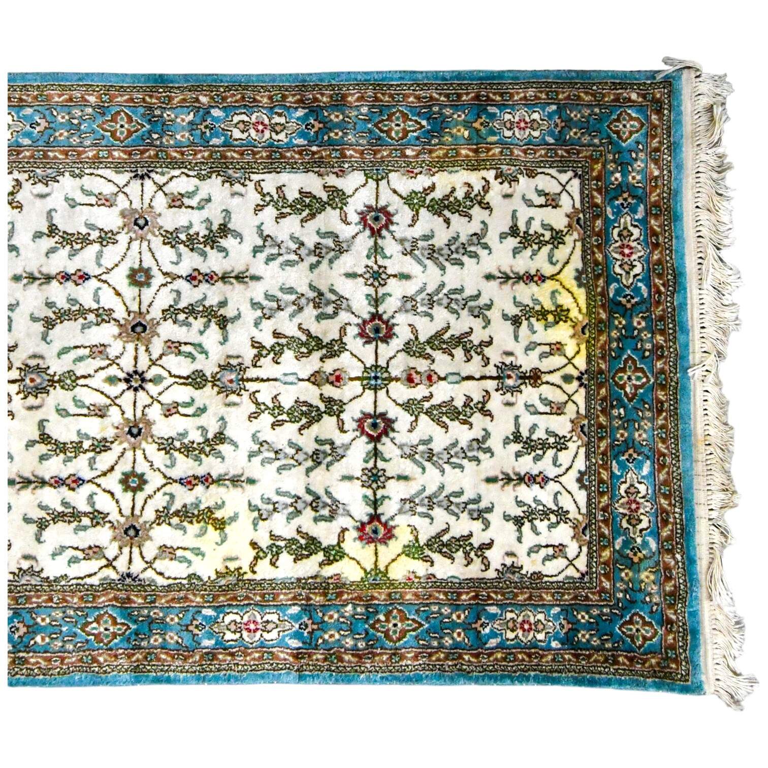 Turkish Ada Handicraft Center Hand-Knotted Mercerized Cotton Runner Rug-5