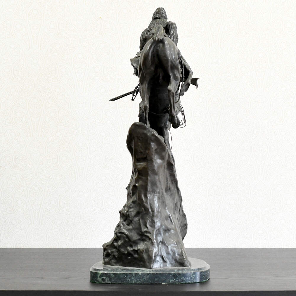 Bronze Mountain Man Sculpture After Frederic Remington-4