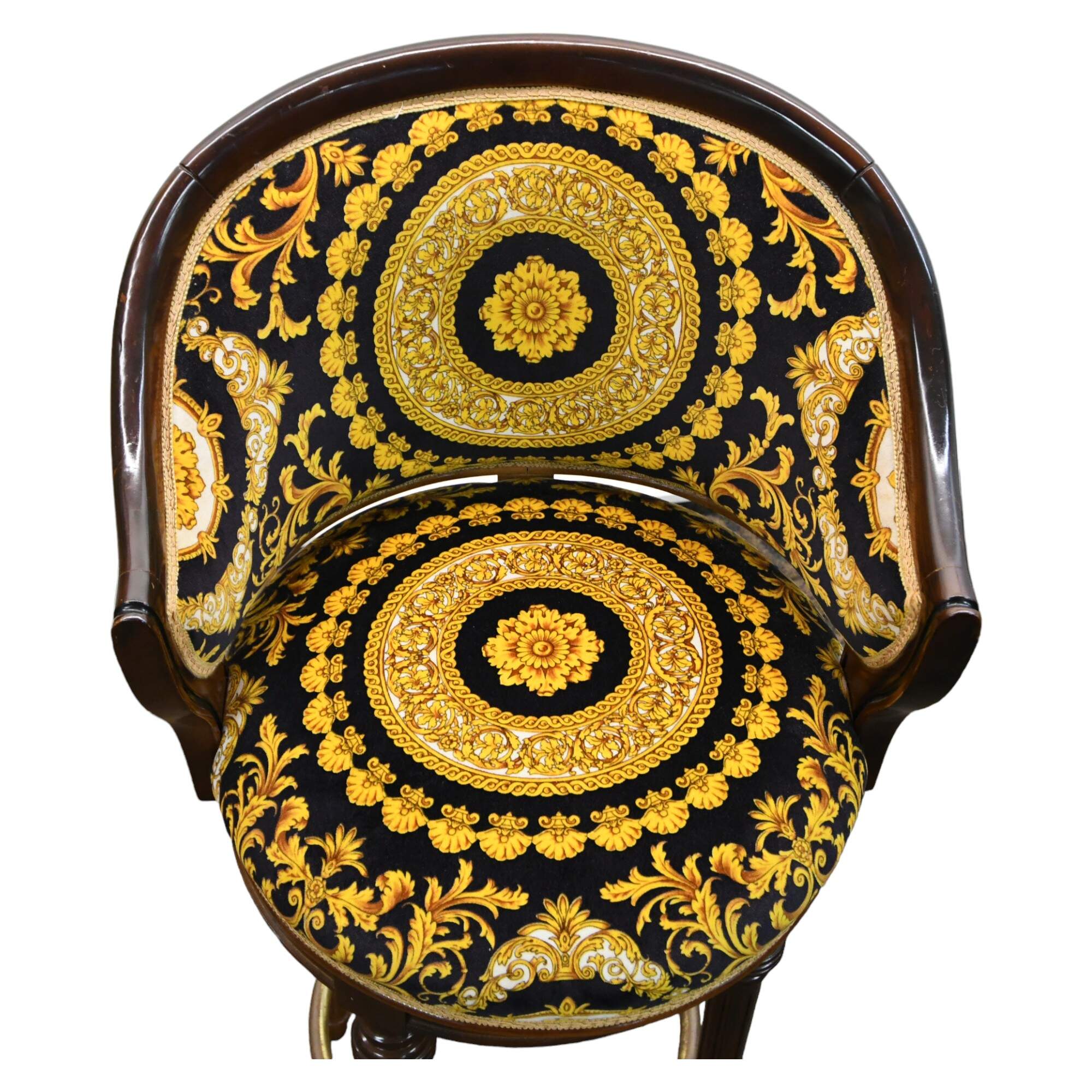 Black and Gold Print Wood Bar Stool-5