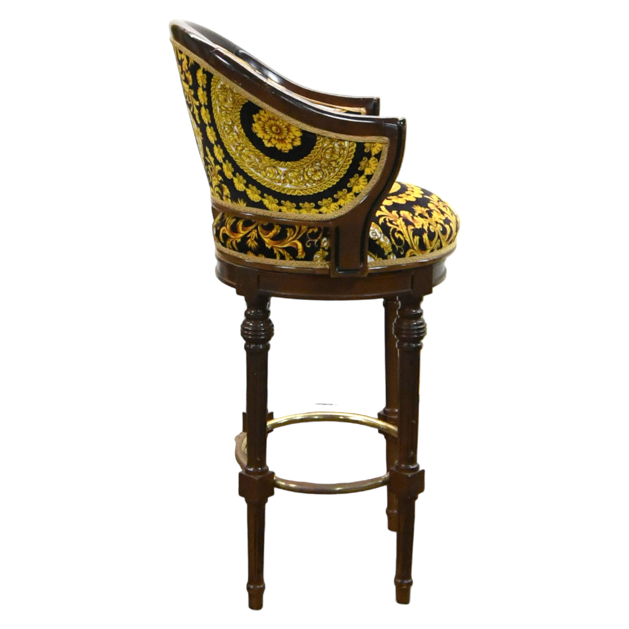 Black and Gold Print Wood Bar Stool-4