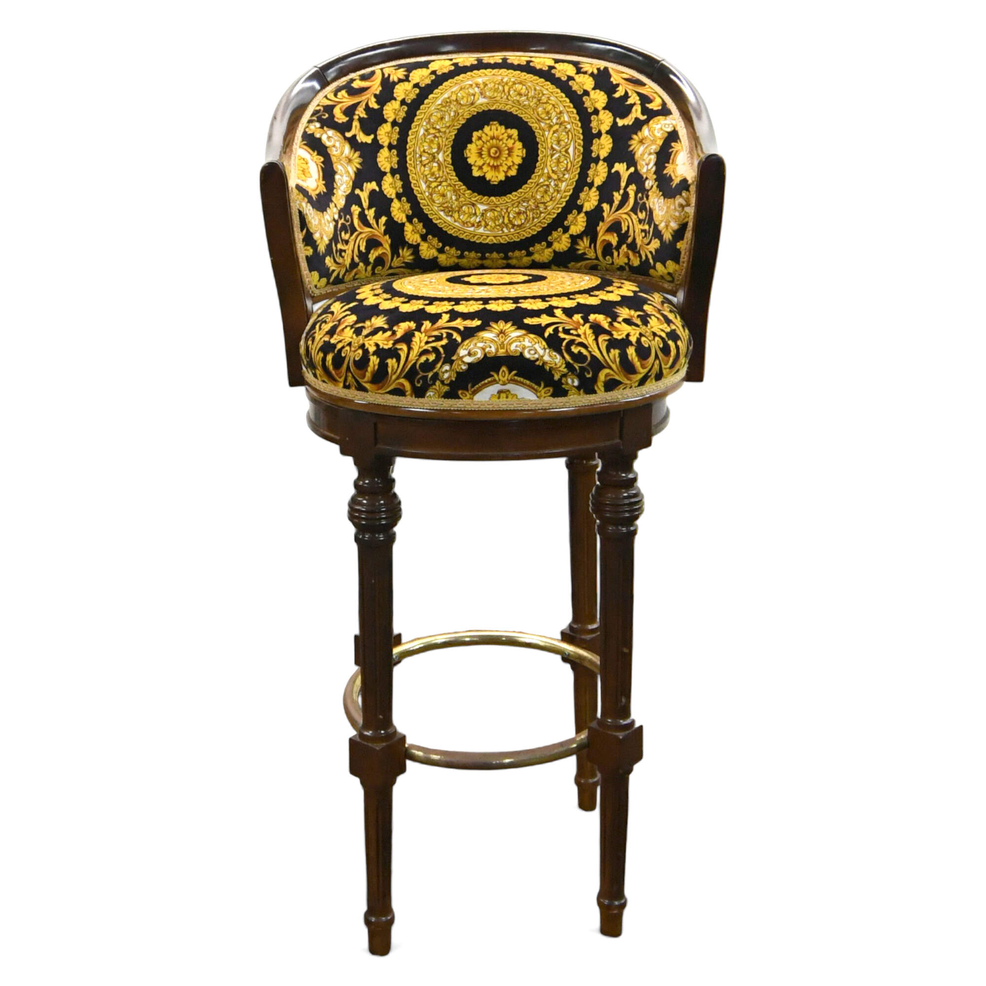 Black and Gold Print Wood Bar Stool-1