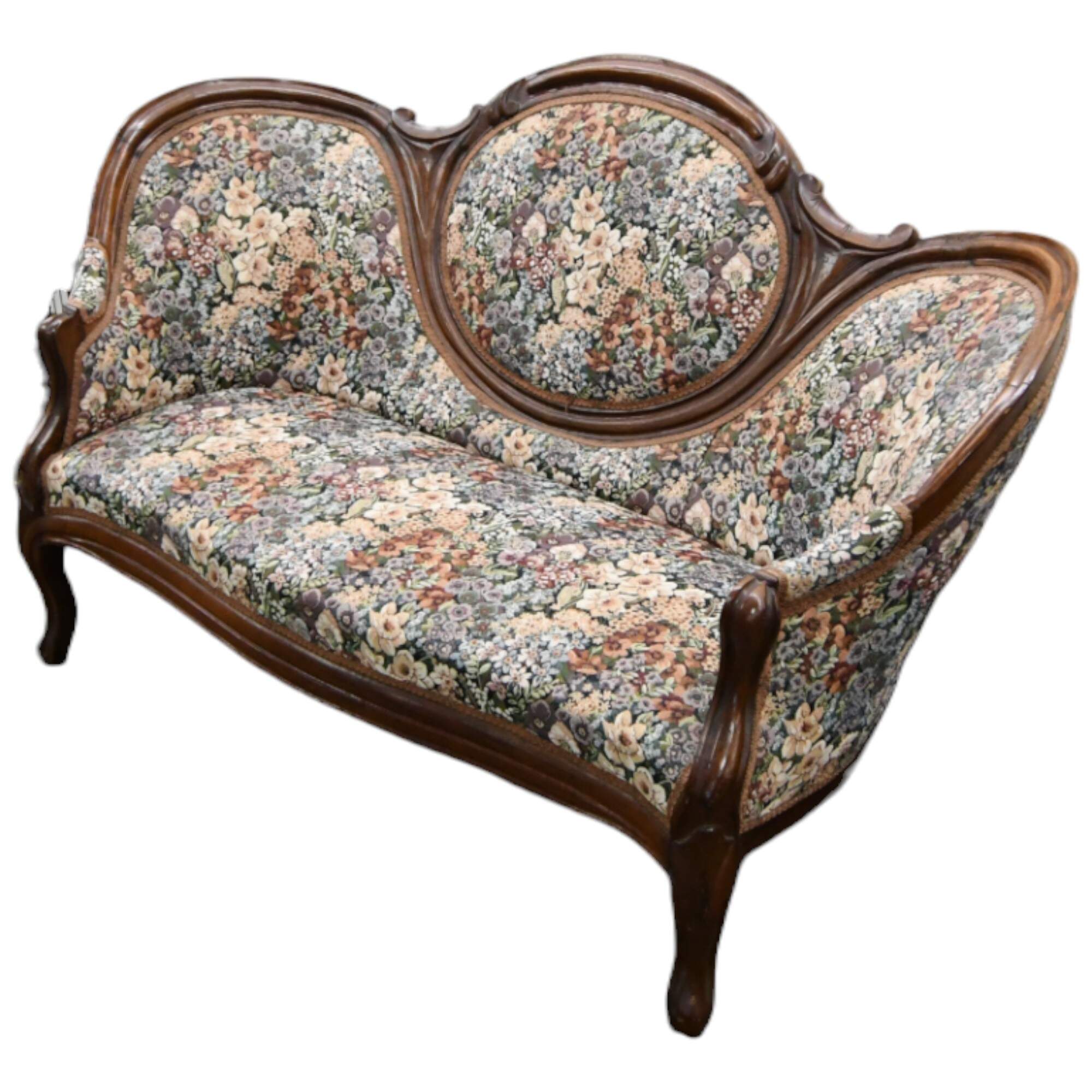 Antique Victorian Medallion Back Parlor Sofa-3