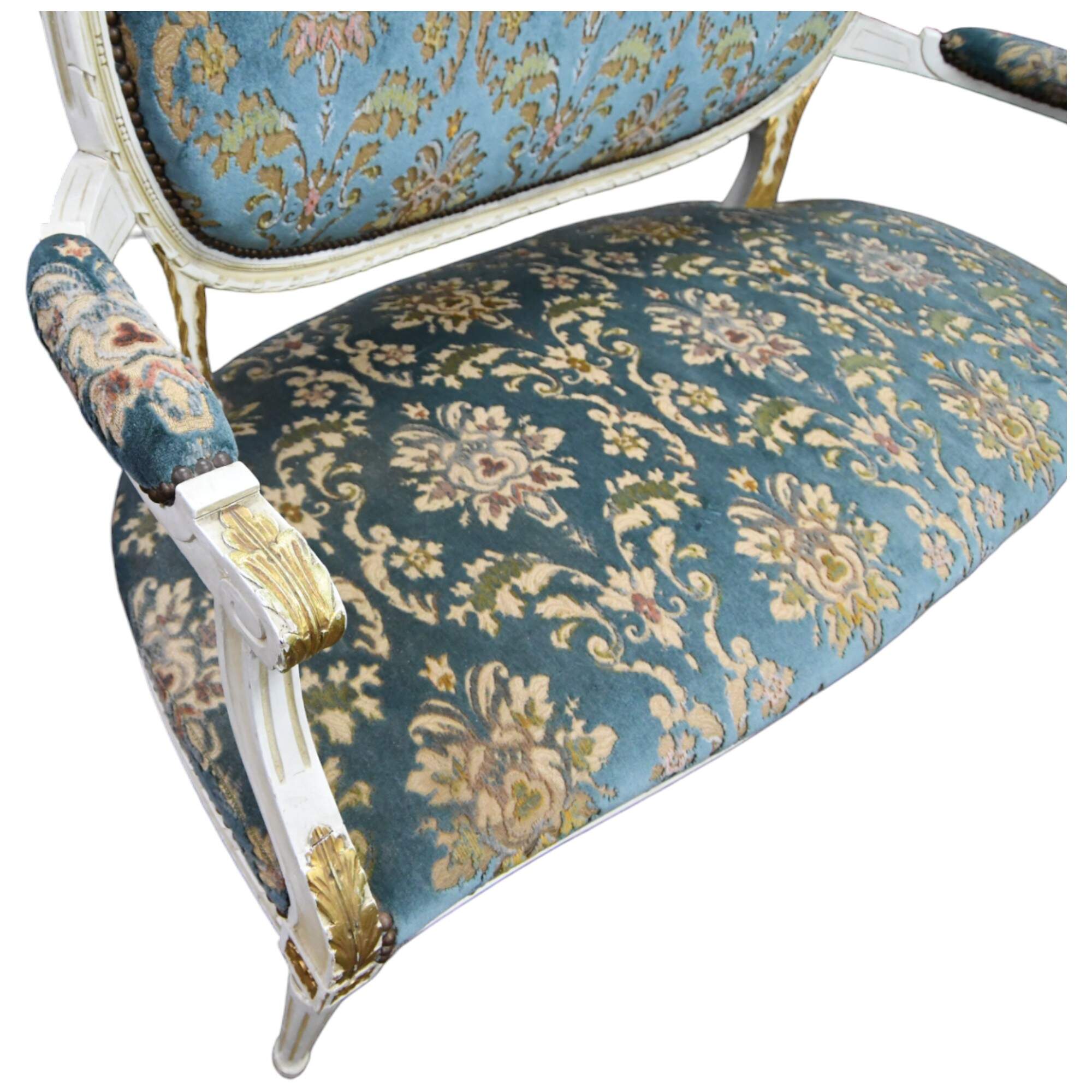 French Louis XVI Carved Wood Settee-6
