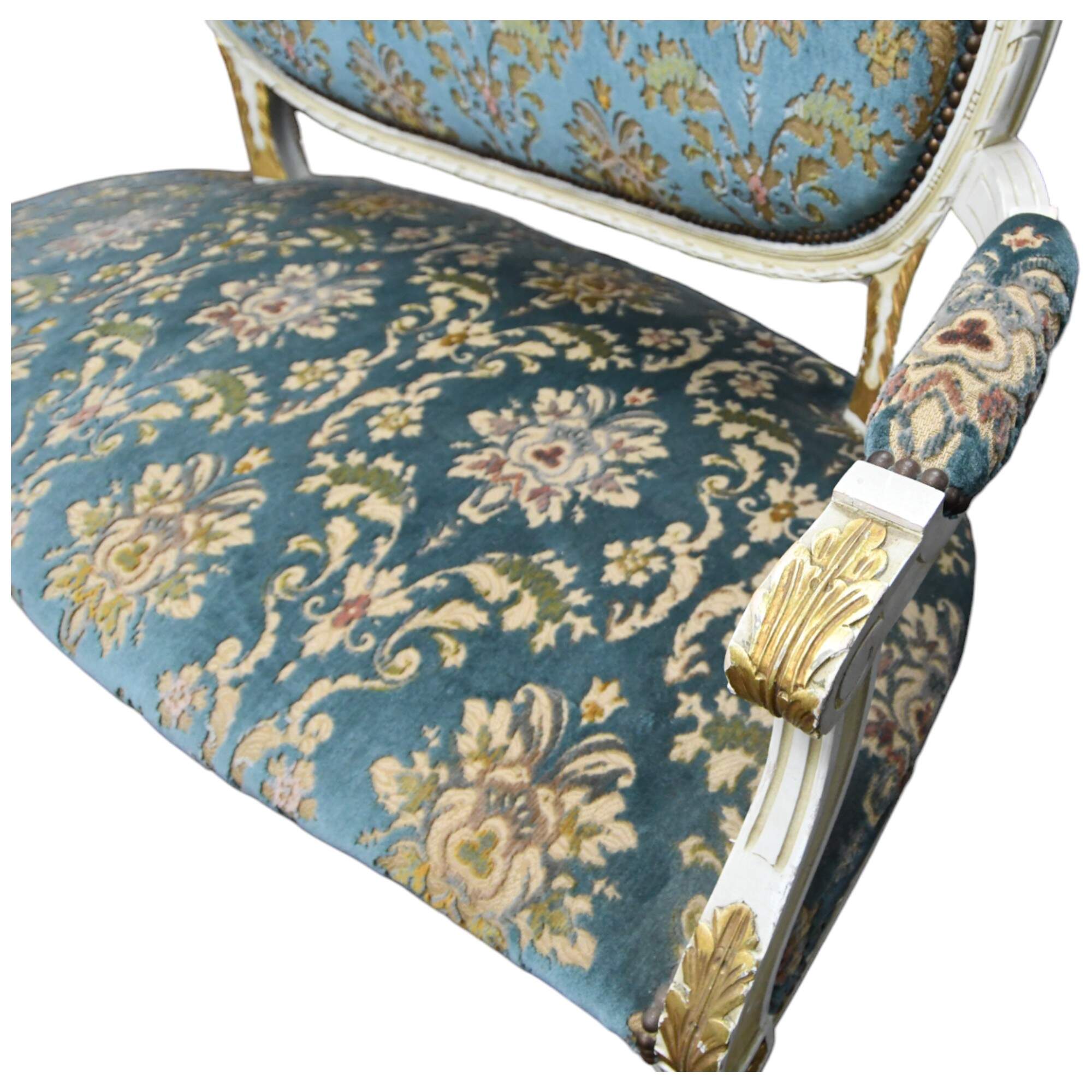French Louis XVI Carved Wood Settee-5