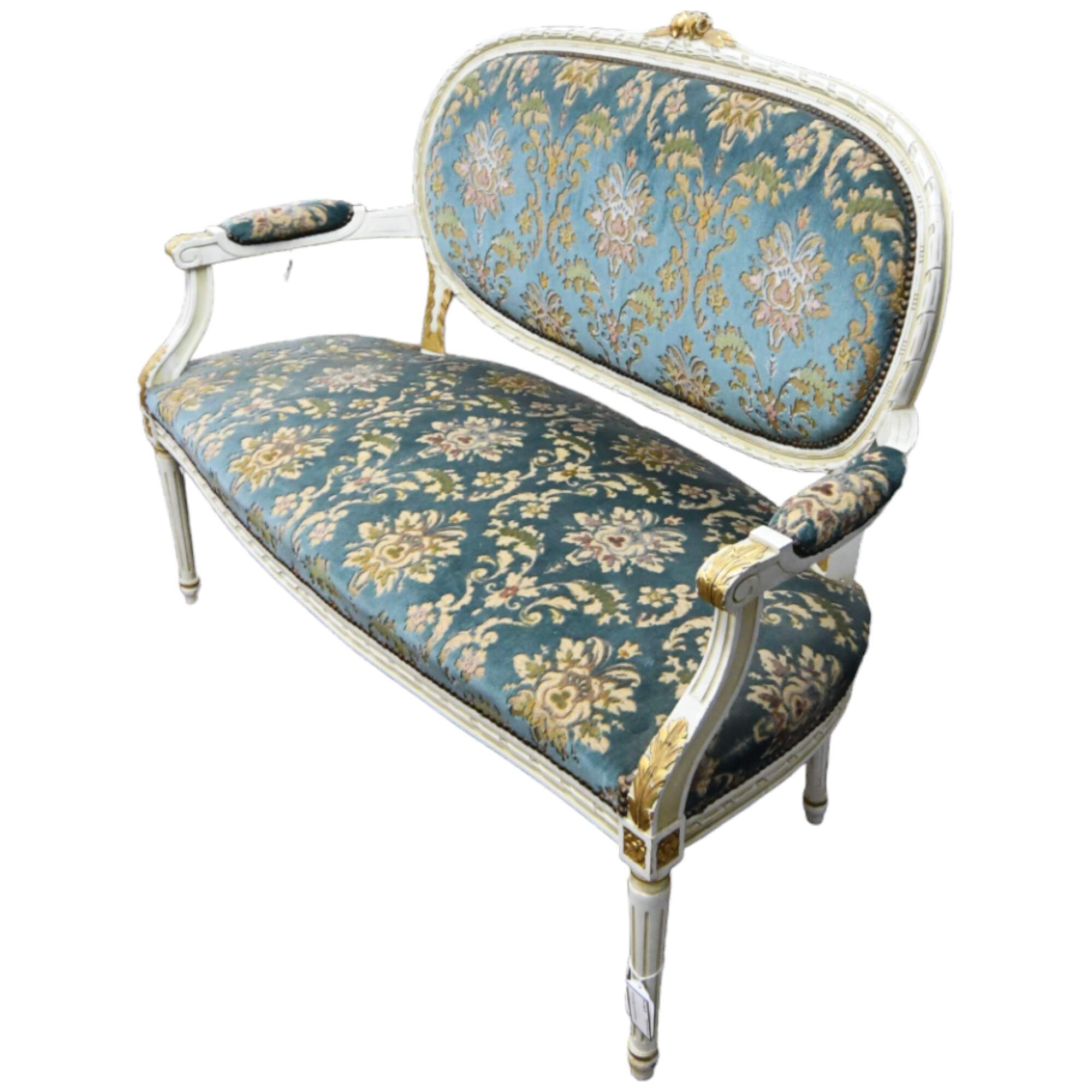 French Louis XVI Carved Wood Settee-3