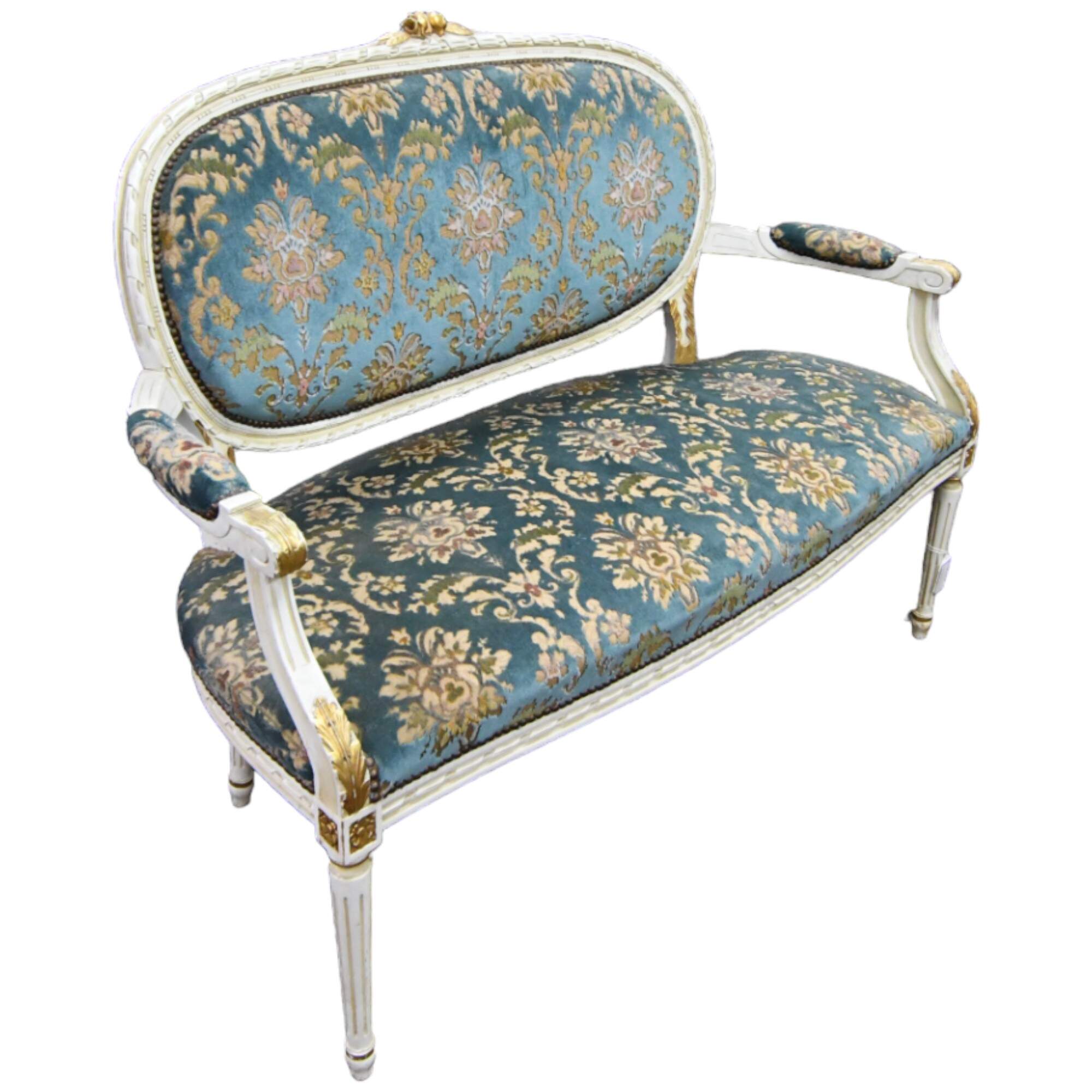 French Louis XVI Carved Wood Settee-2