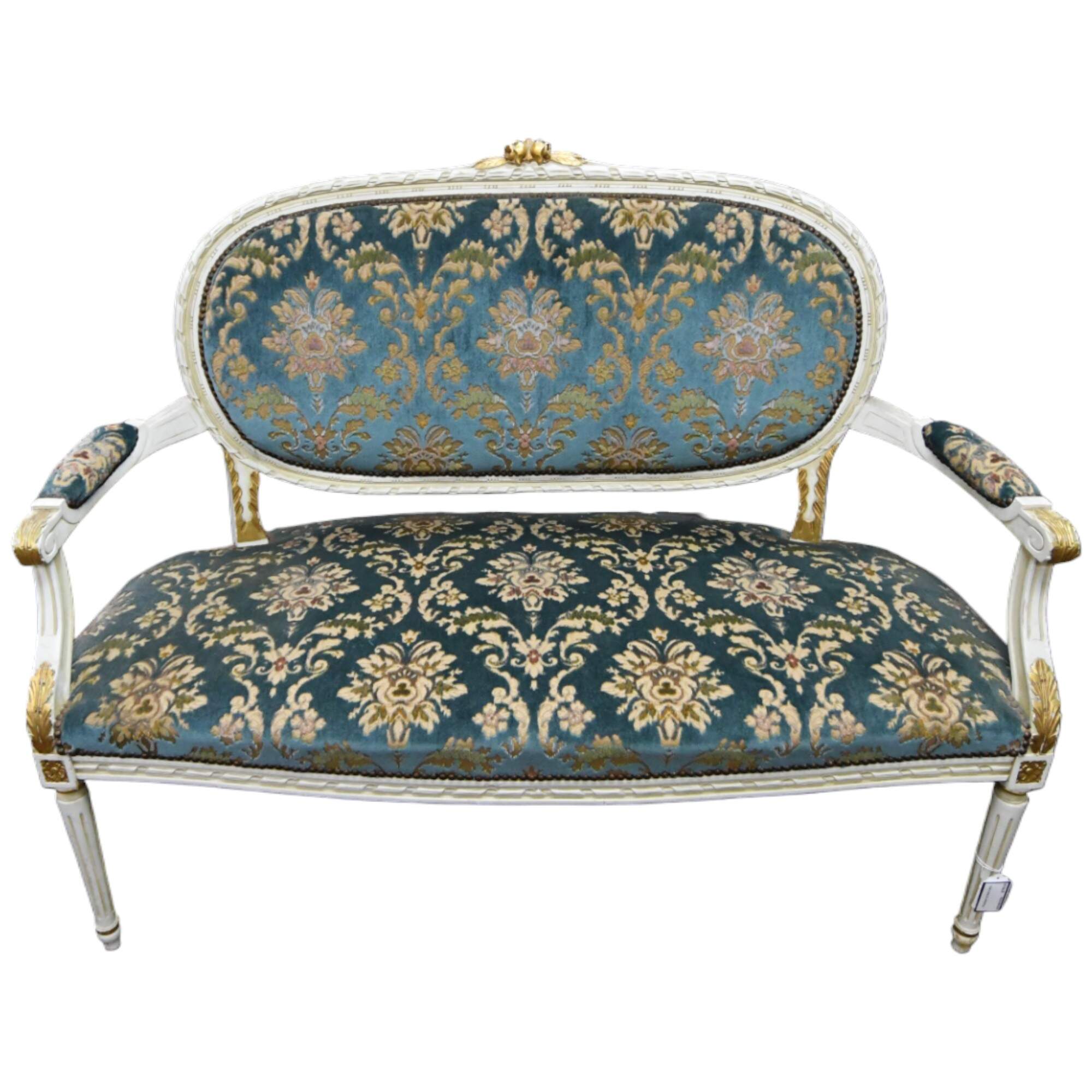 French Louis XVI Carved Wood Settee-1