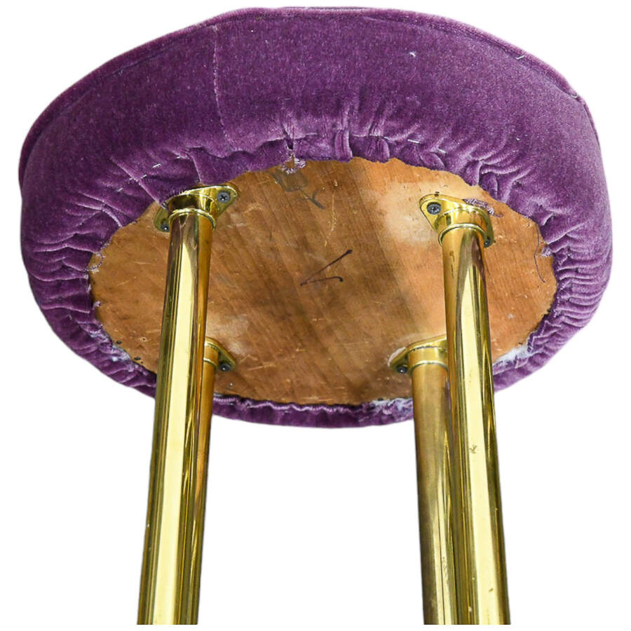 Individual Round Purple Velvet and Brass Barstool-12