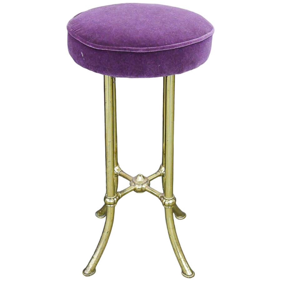 Individual Round Purple Velvet and Brass Barstool-9
