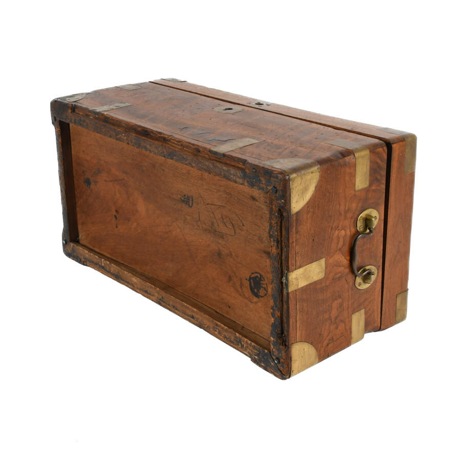 Antique Camphor Wood Tool Chest with Brass Hardware-7