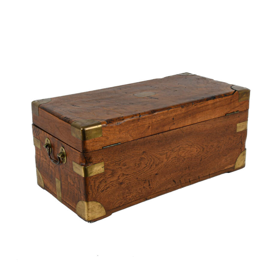Antique Camphor Wood Tool Chest with Brass Hardware-3