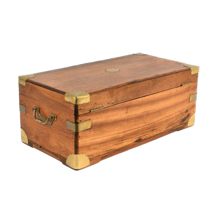 Antique Camphor Wood Tool Chest with Brass Hardware-12