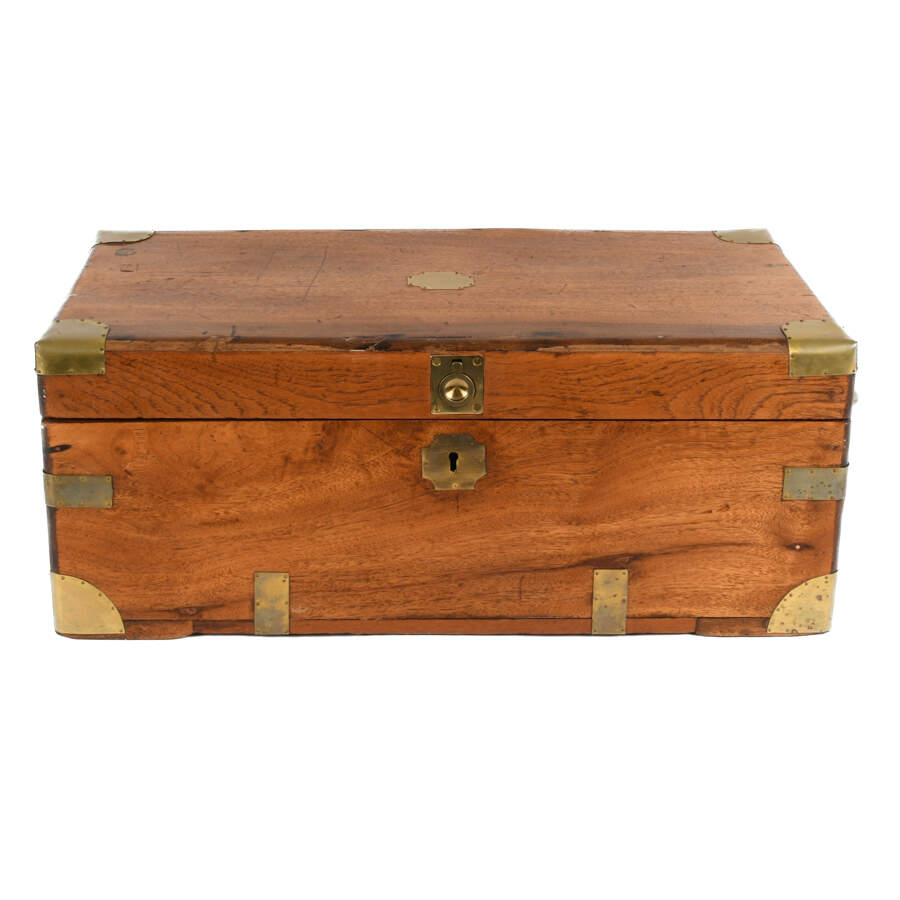 Antique Camphor Wood Tool Chest with Brass Hardware-10