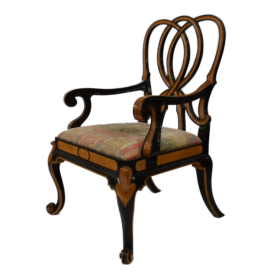 Pair of Georgina Ribbon Back Arm Chairs-8