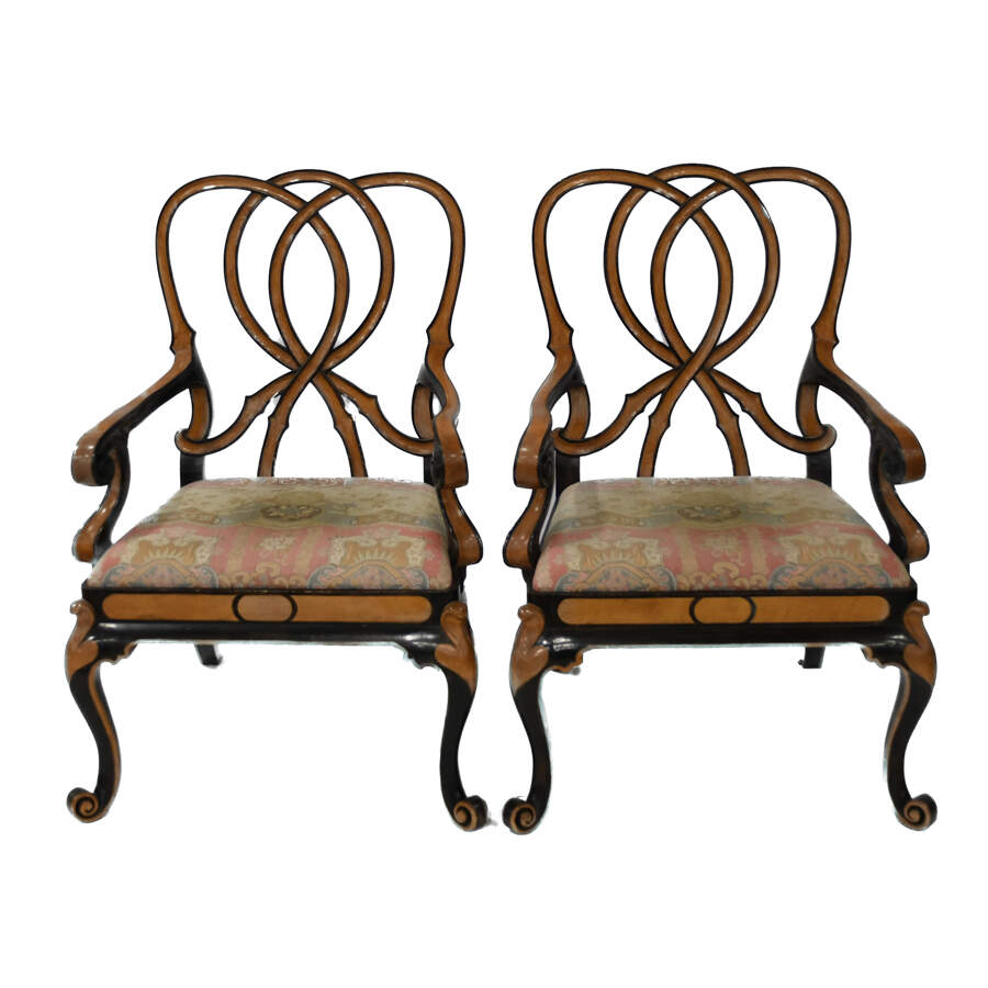 Pair of Georgina Ribbon Back Arm Chairs-5