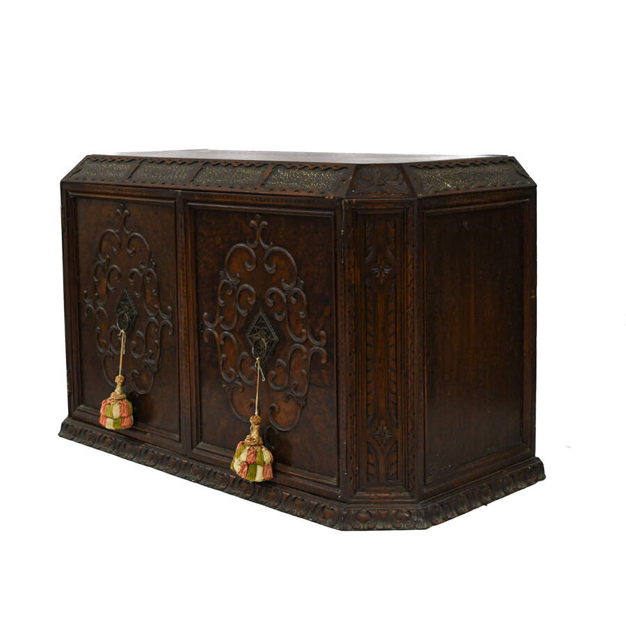 Chinese Carved Medallion Sideboard Cabinet-5