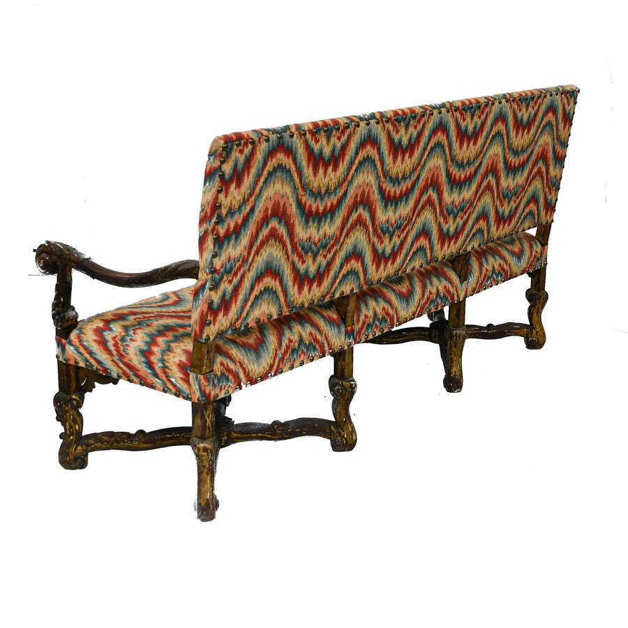 Antique German Walnut and Upholstered Sofa-6