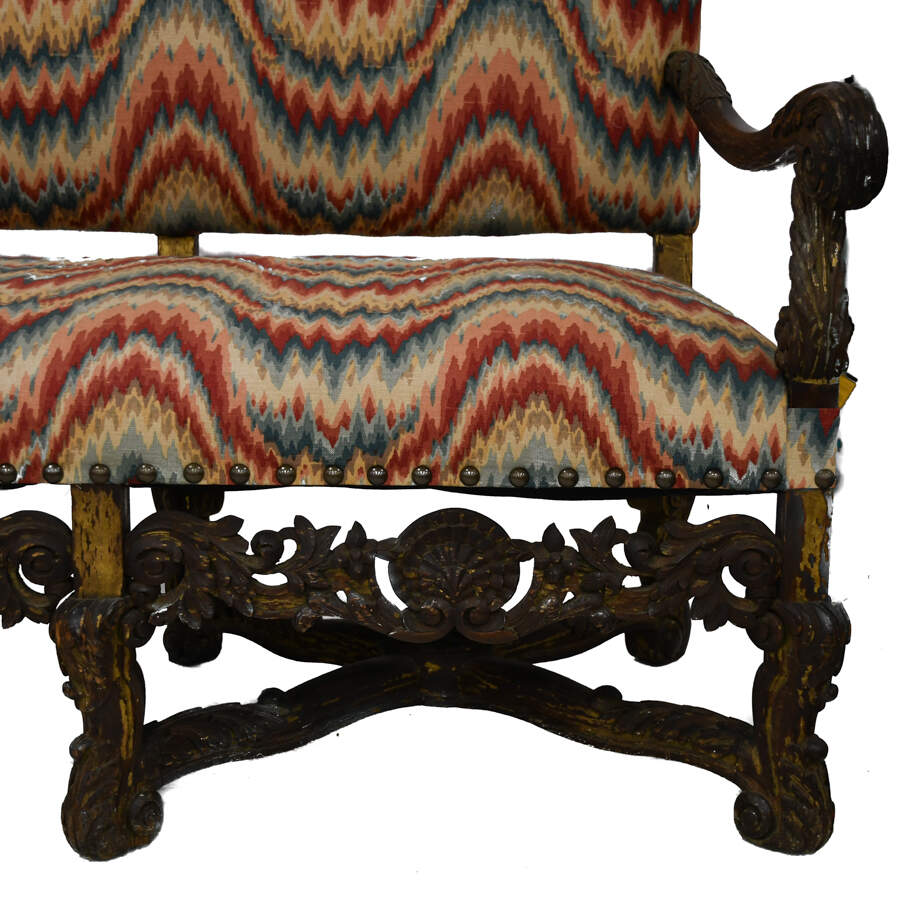 Antique German Walnut and Upholstered Sofa-2