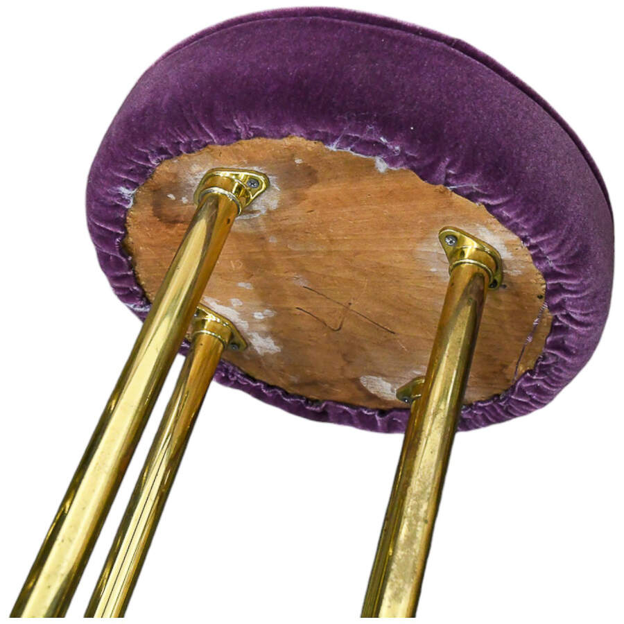 Individual Round Purple Velvet and Brass Barstool-6
