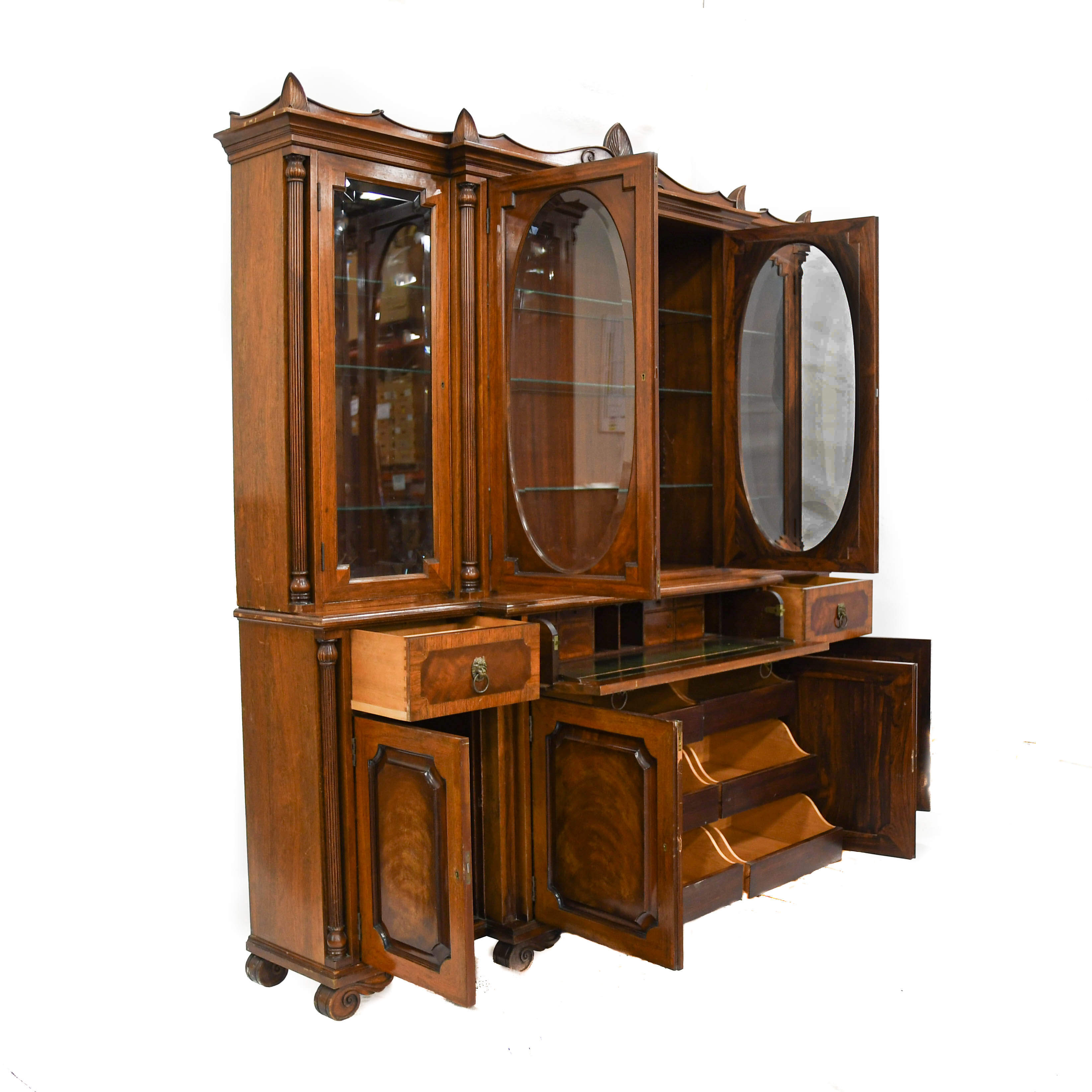 Traditional Mahogany Drop Front Secretary Cabinet-4