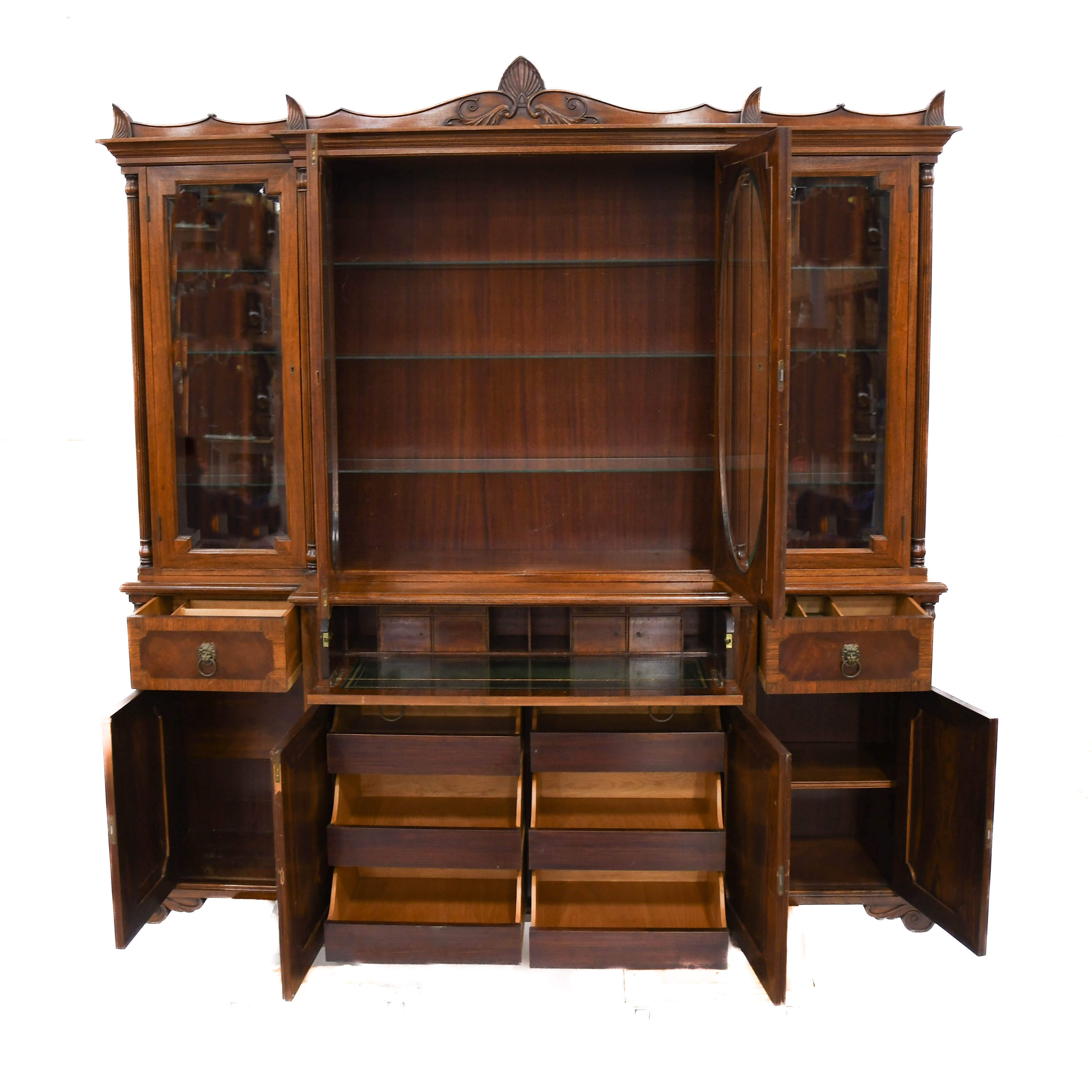 Traditional Mahogany Drop Front Secretary Cabinet-3
