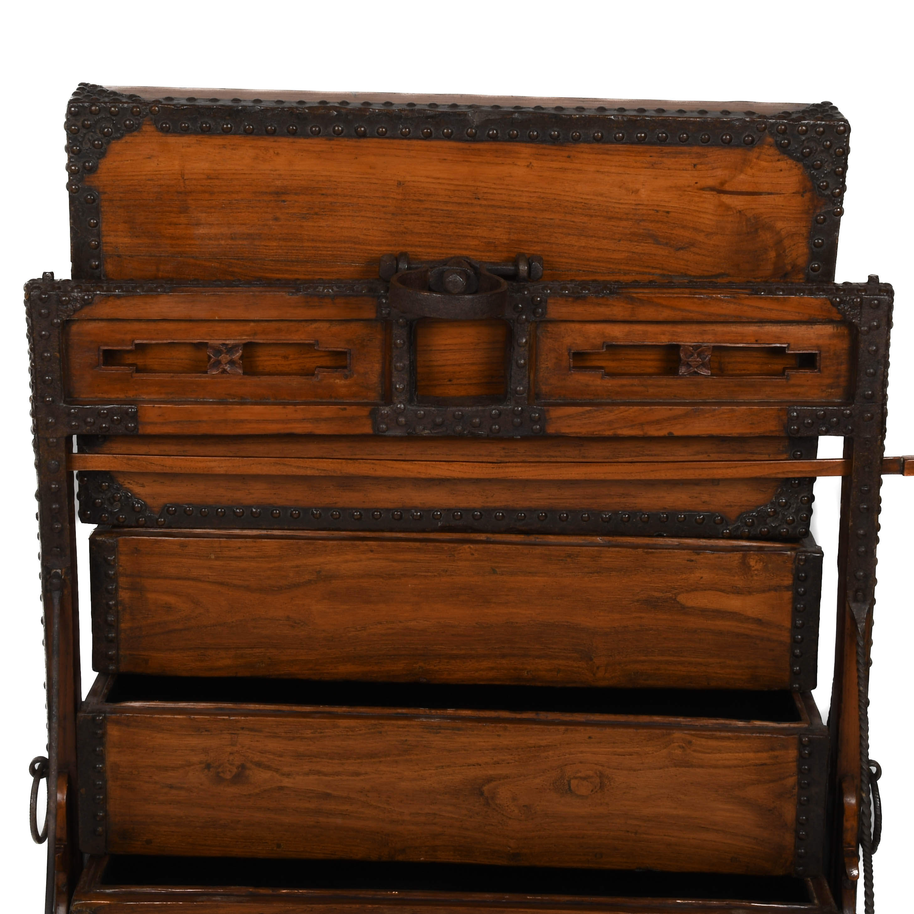 Chinese Wood and Wrought Iron Wedding Chest-3