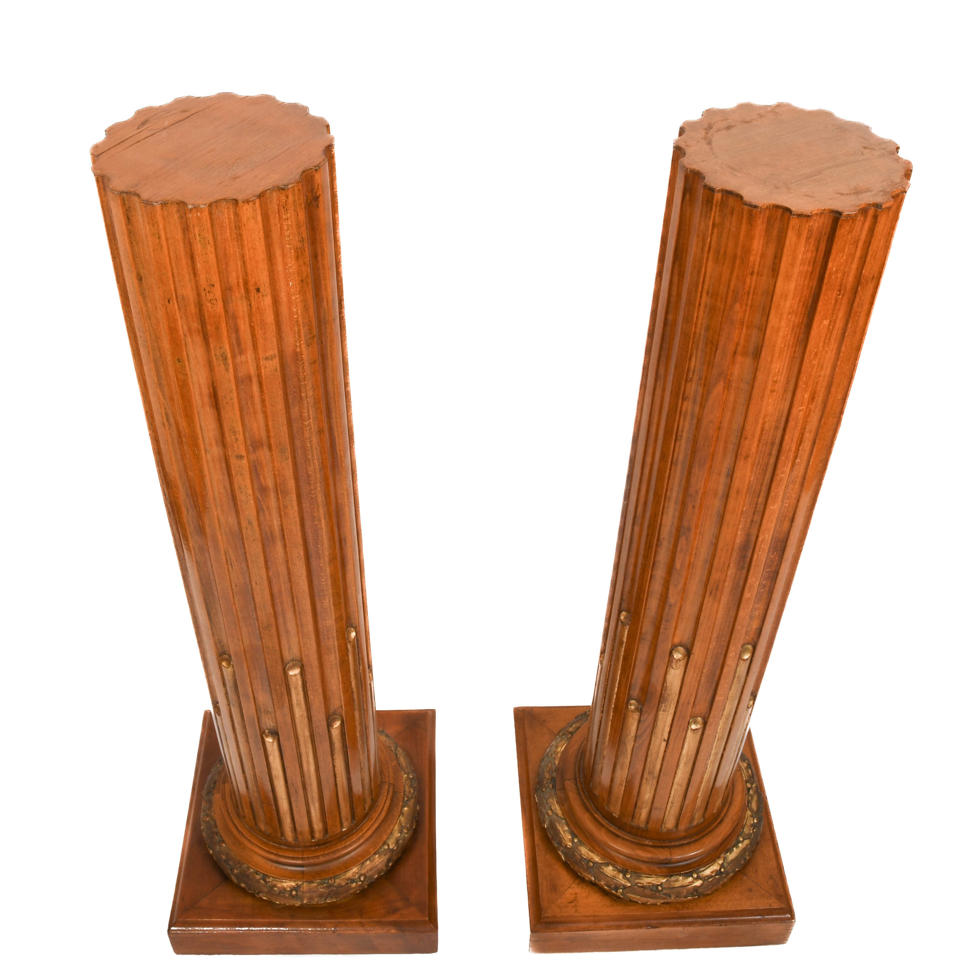 Pair of Neoclassical-Style Carved Wood Floor Columns-5