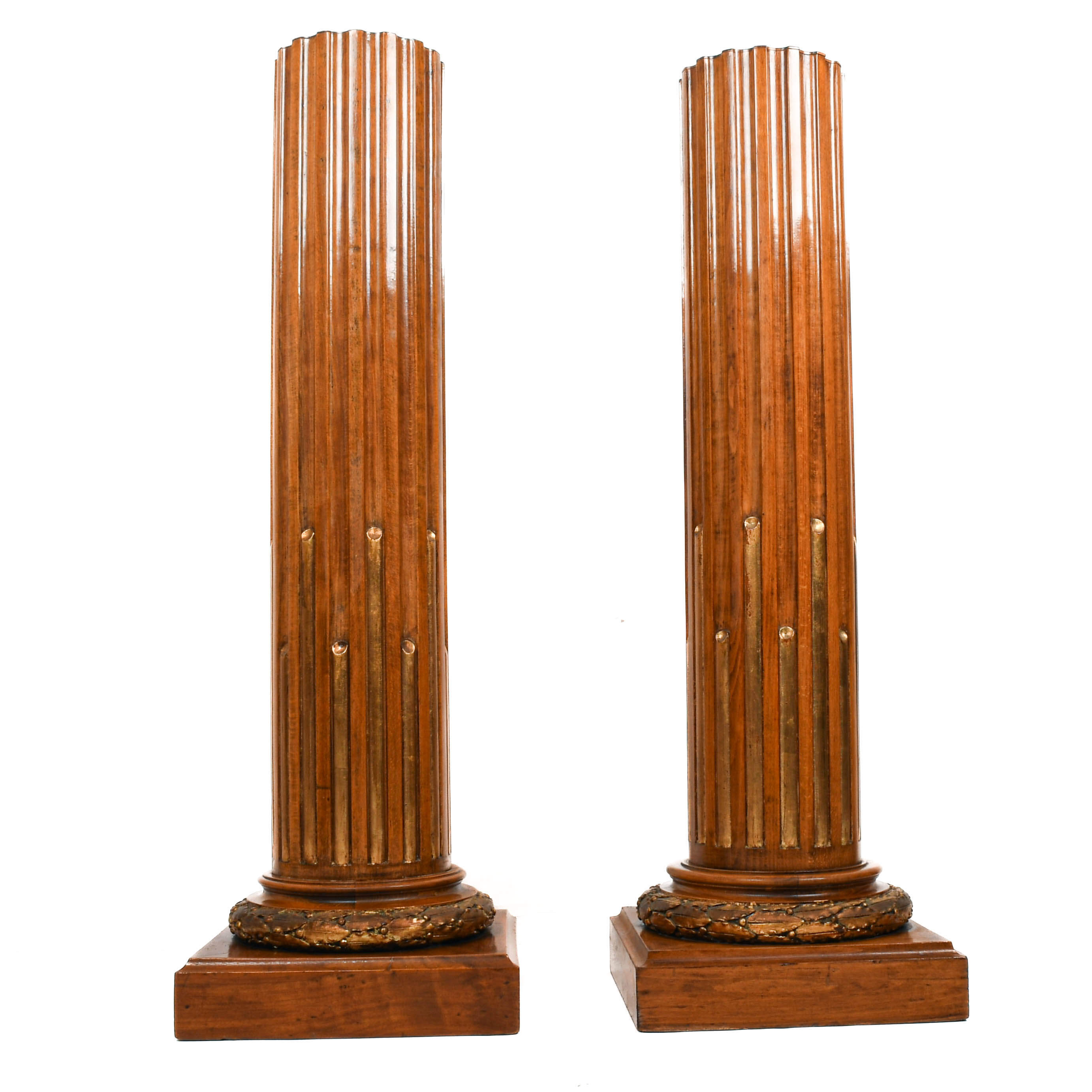 Pair of Neoclassical-Style Carved Wood Floor Columns-2