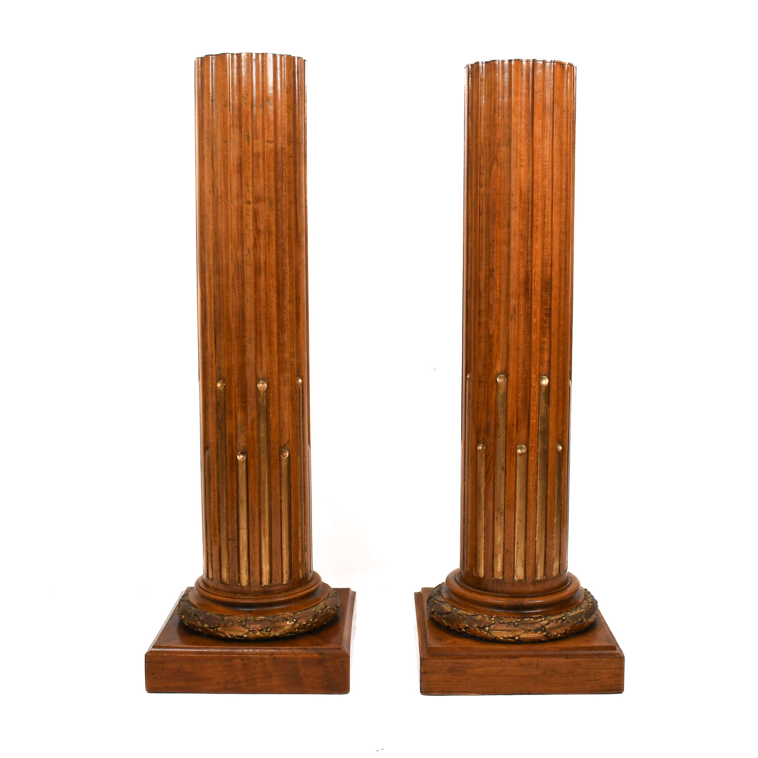 Pair of Neoclassical-Style Carved Wood Floor Columns-1