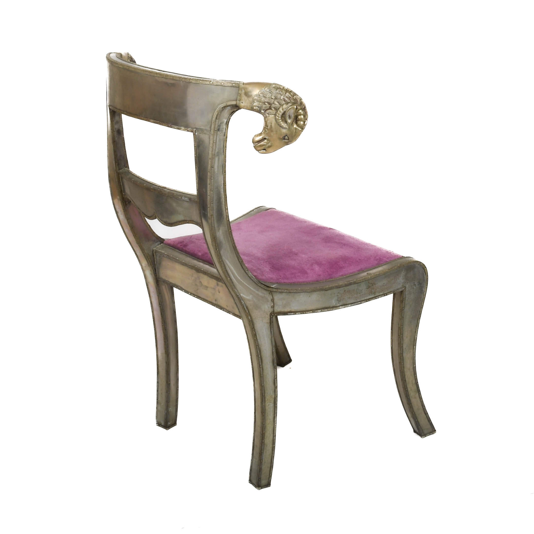 Silvered Anglo-Indian Wedding Chair with Ram's Head Motifs-6