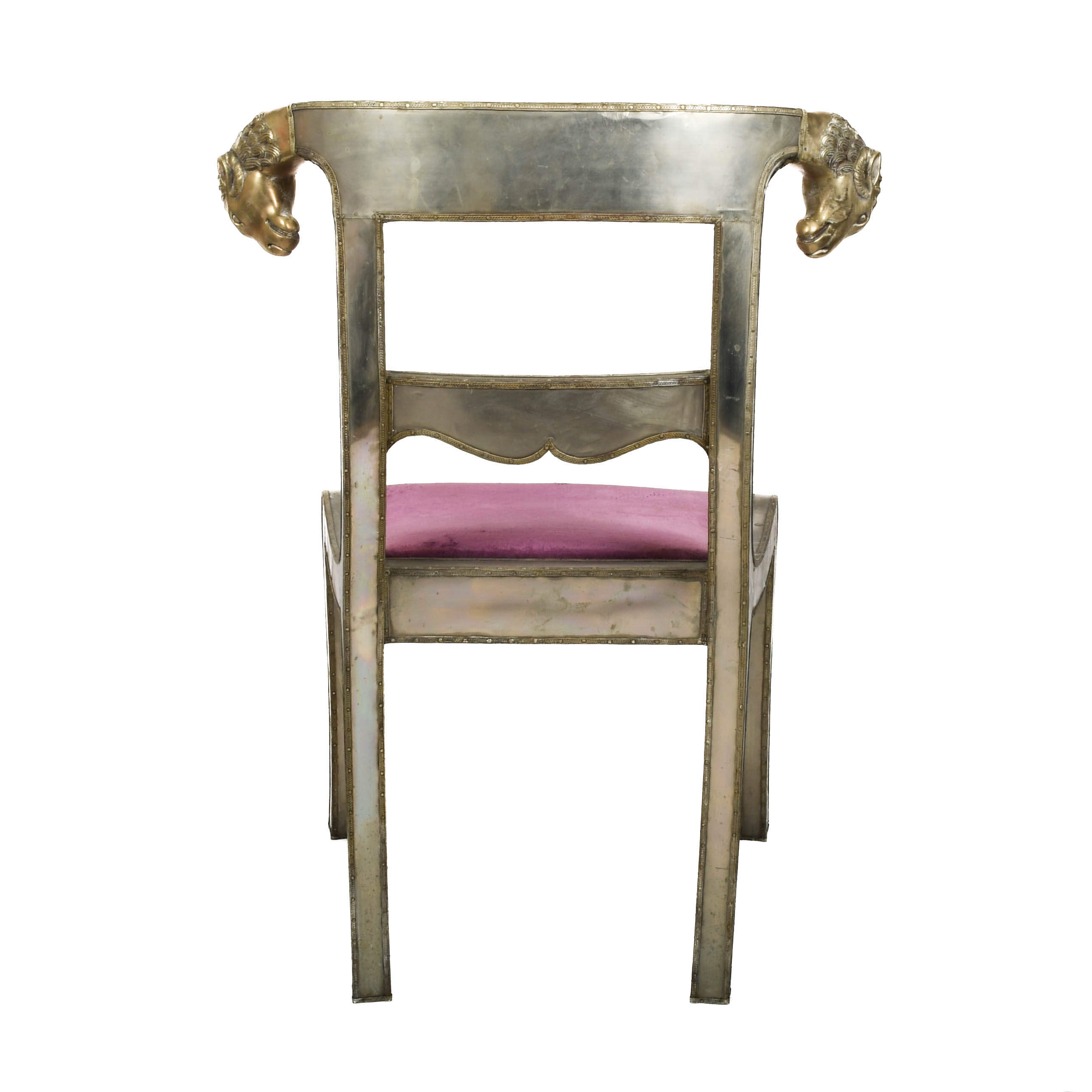 Silvered Anglo-Indian Wedding Chair with Ram's Head Motifs-5