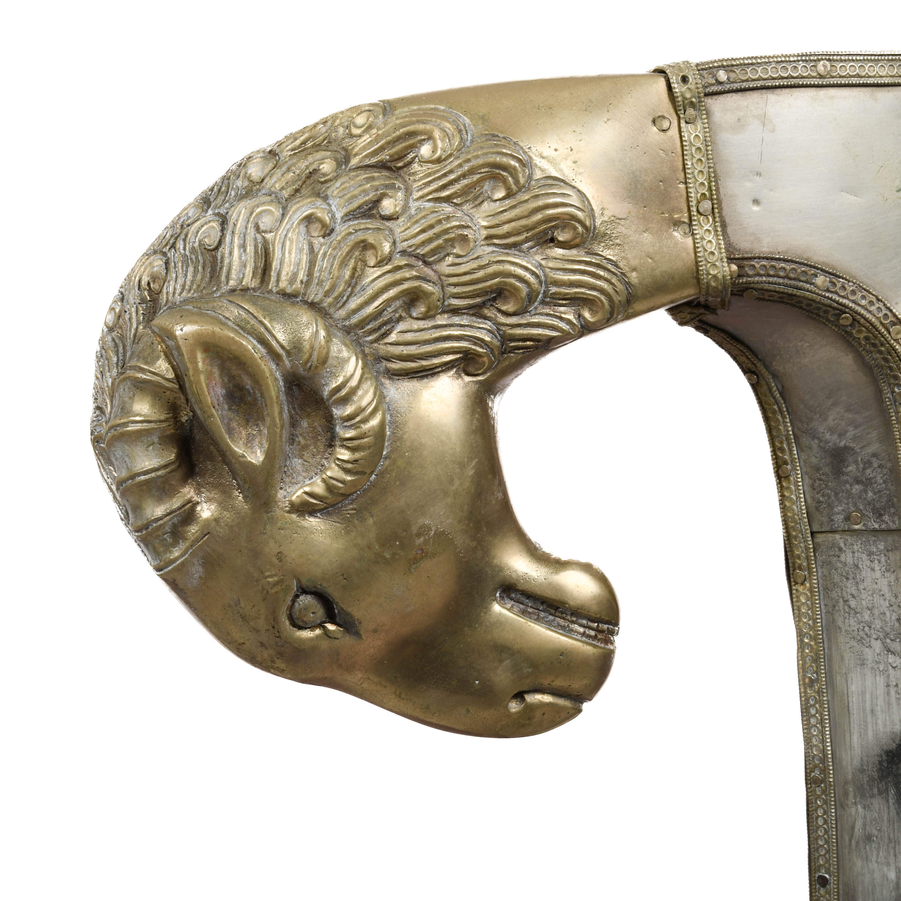 Silvered Anglo-Indian Wedding Chair with Ram's Head Motifs-4