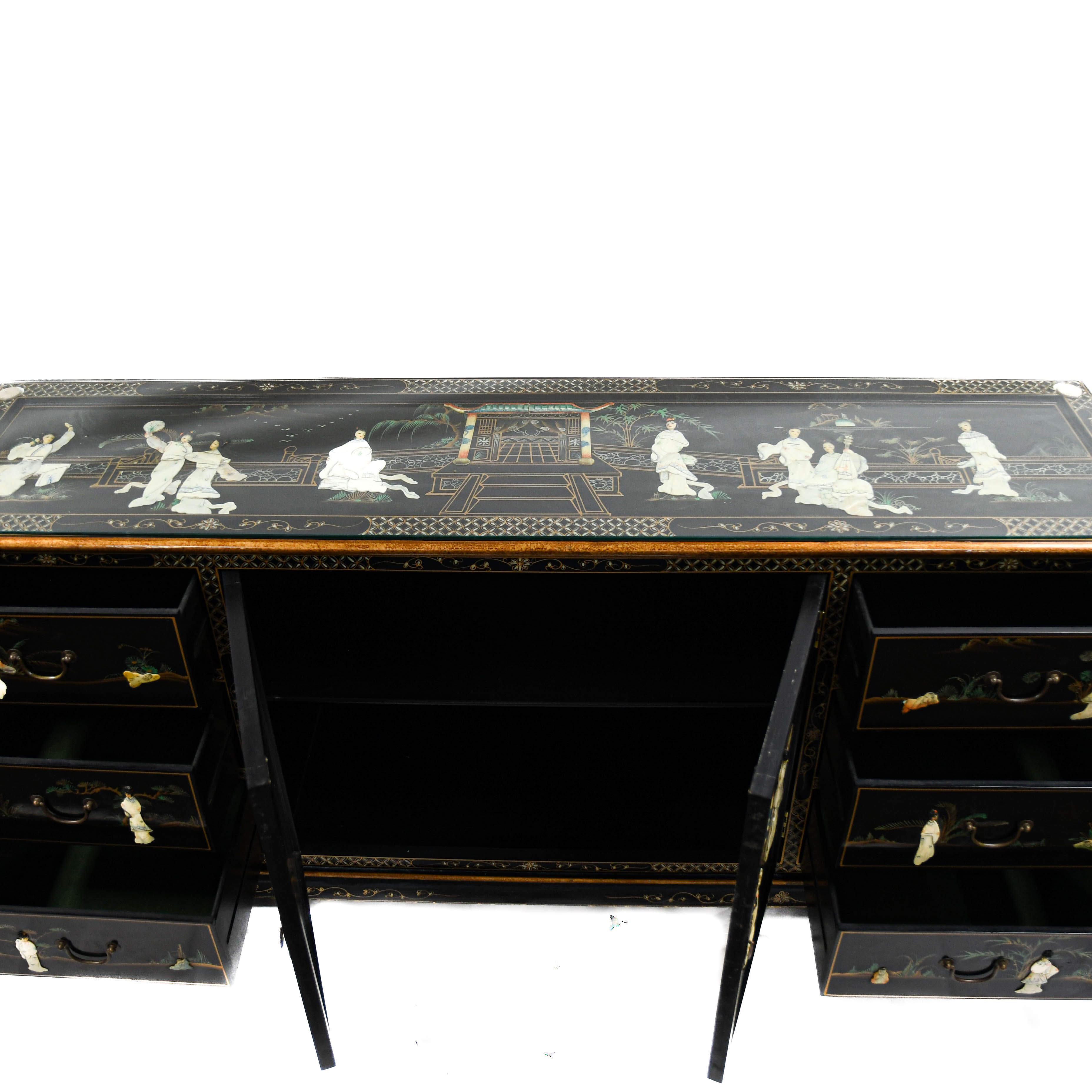 China Cabinet Sideboard with Mother of Pearl Inlay-5