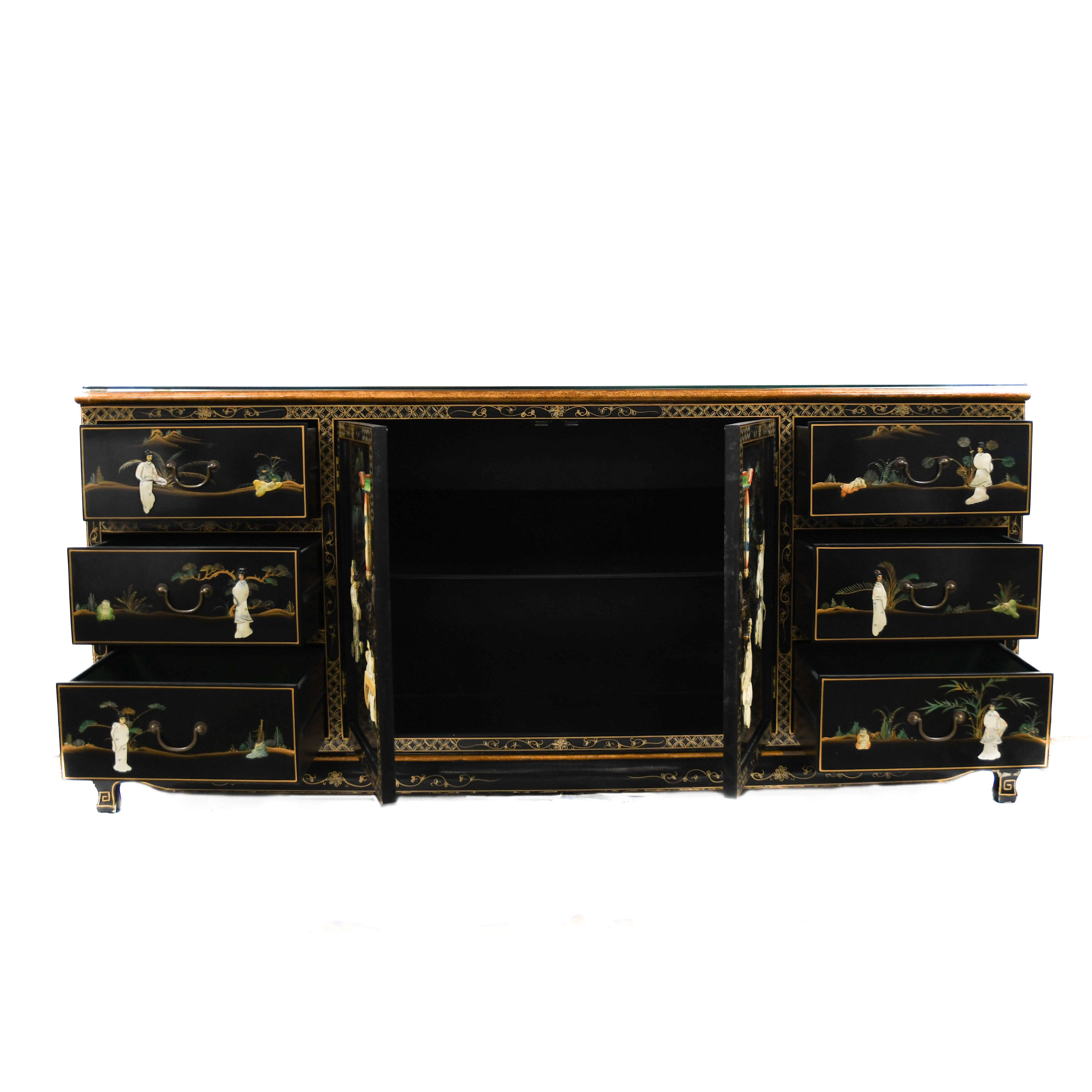 China Cabinet Sideboard with Mother of Pearl Inlay-4