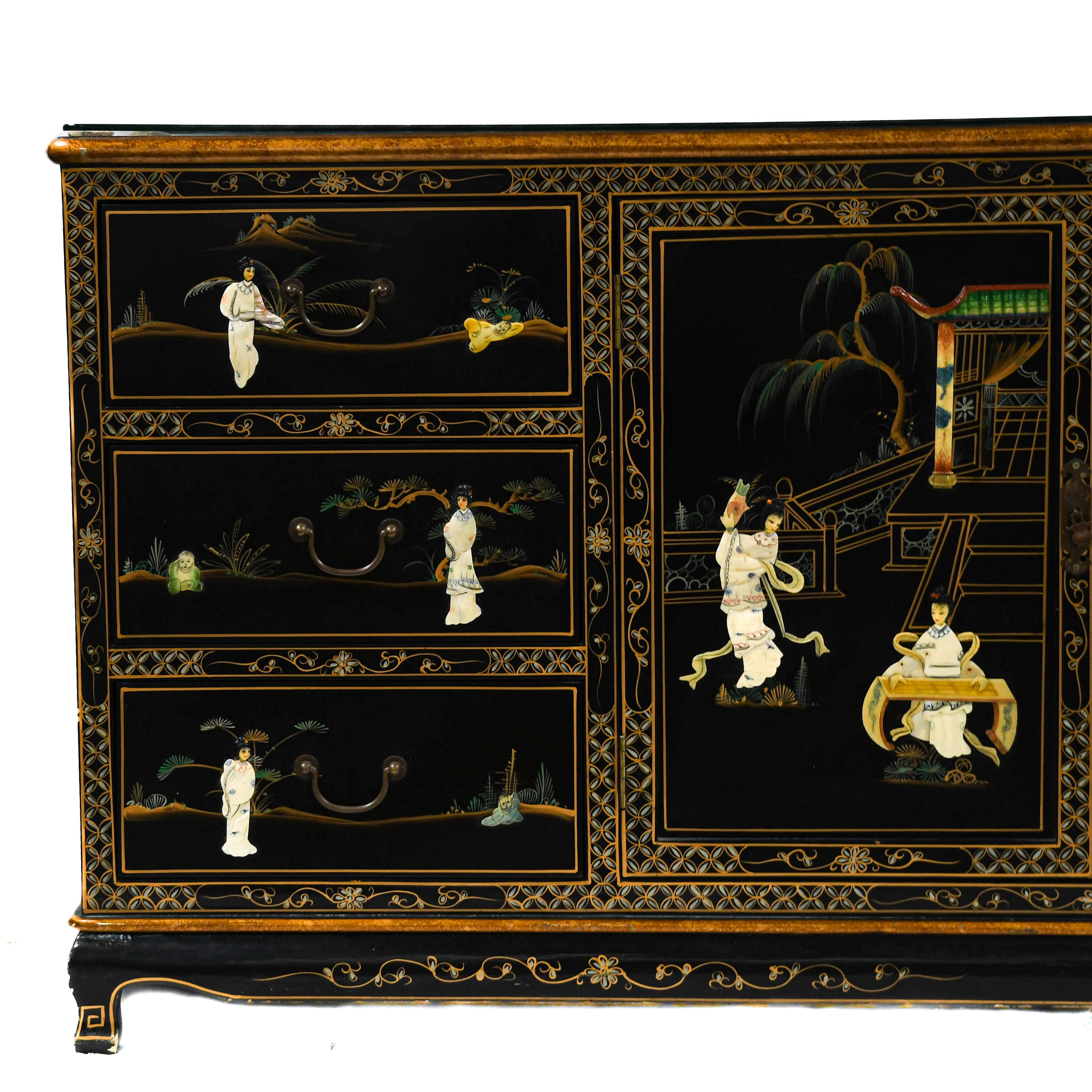 China Cabinet Sideboard with Mother of Pearl Inlay-2