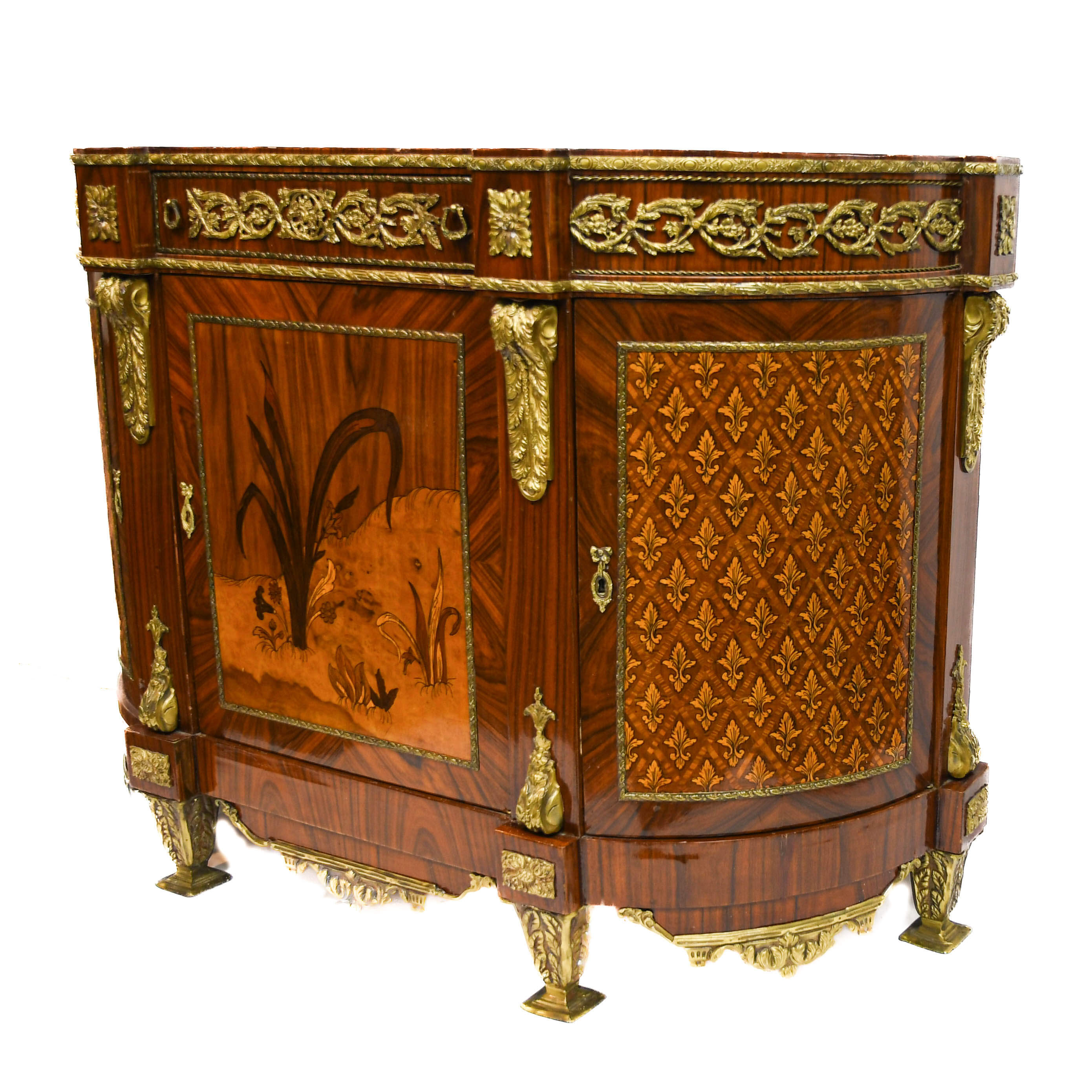 Napolean III Style Marquetry Inlay Credenza-3