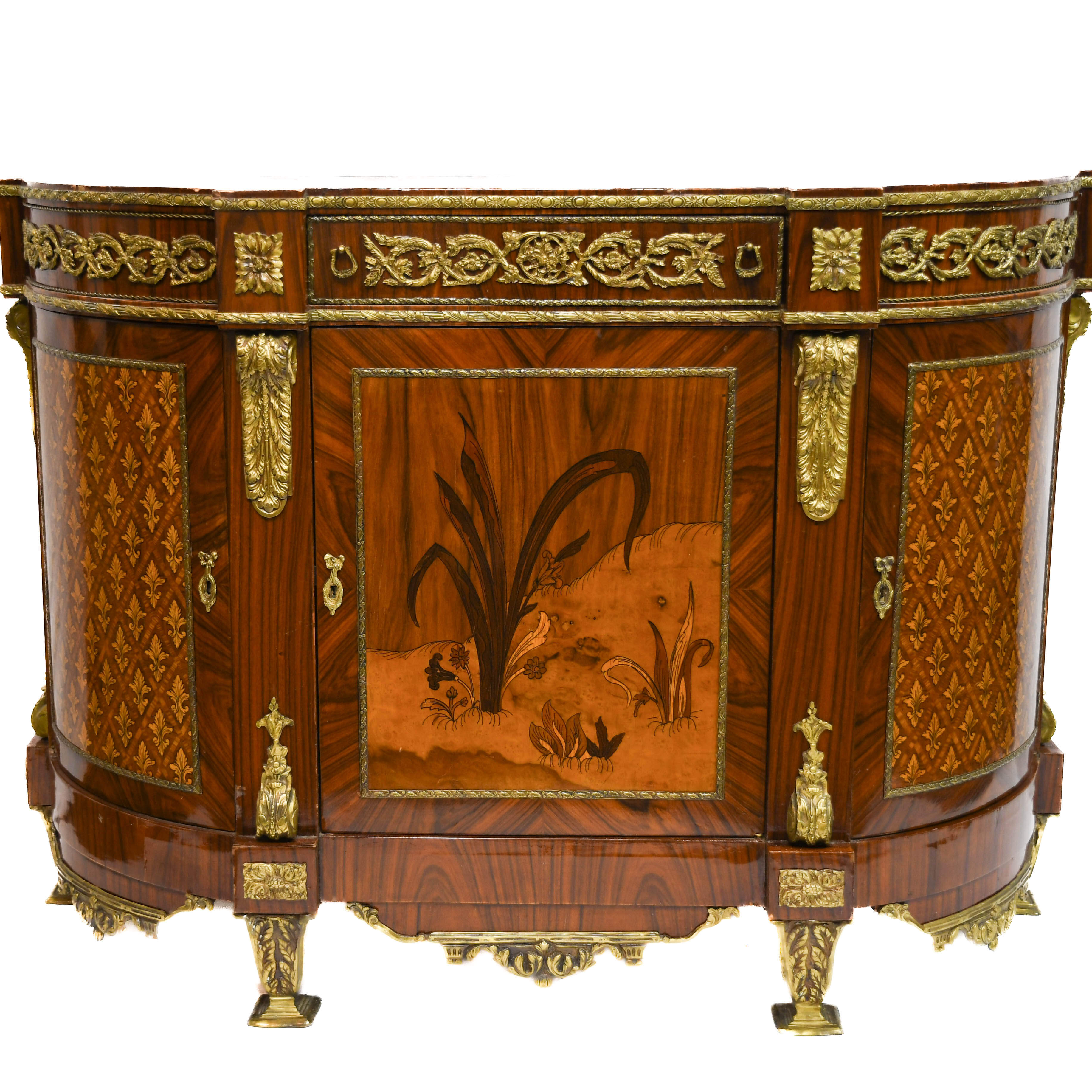 Napolean III Style Marquetry Inlay Credenza-2