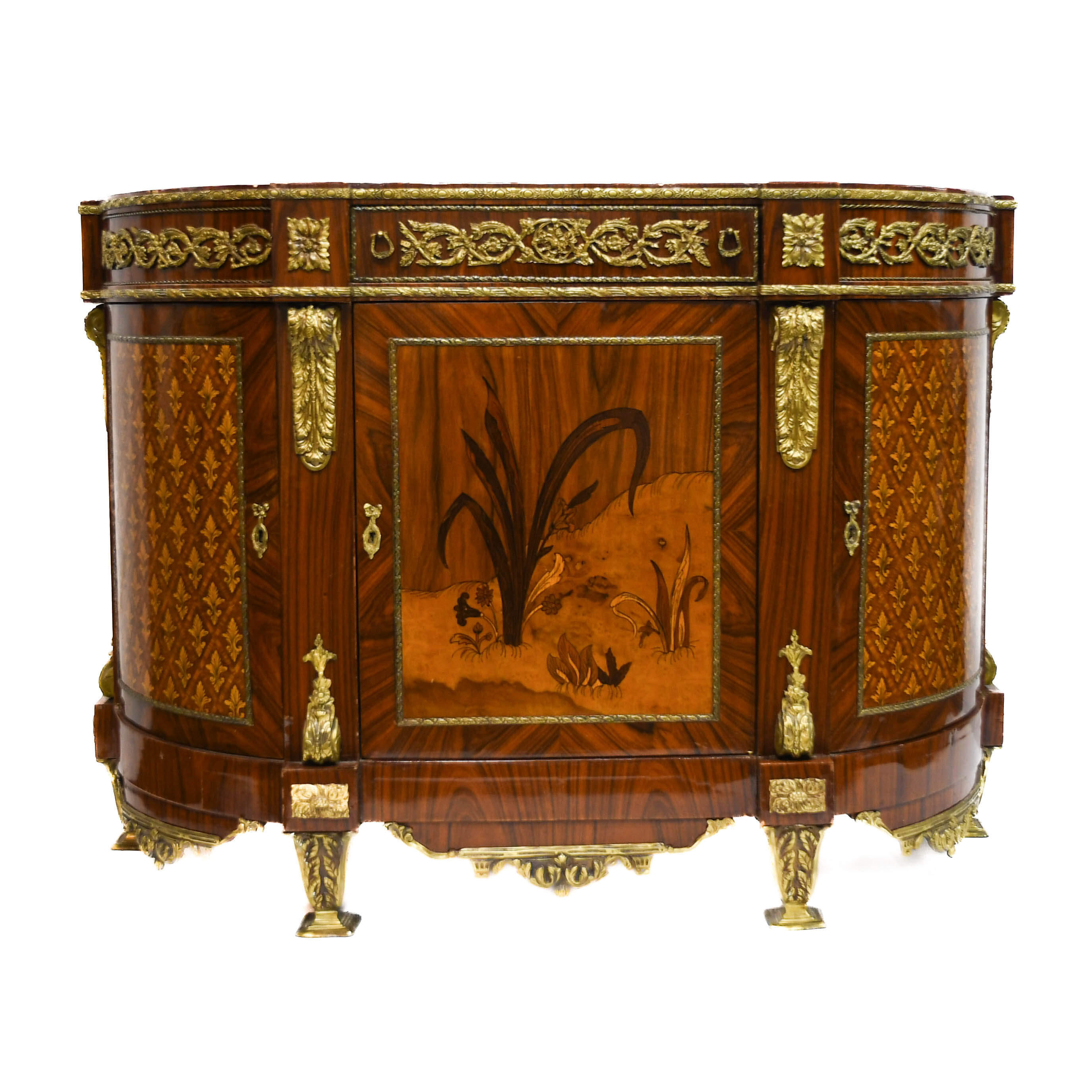 Napolean III Style Marquetry Inlay Credenza-1