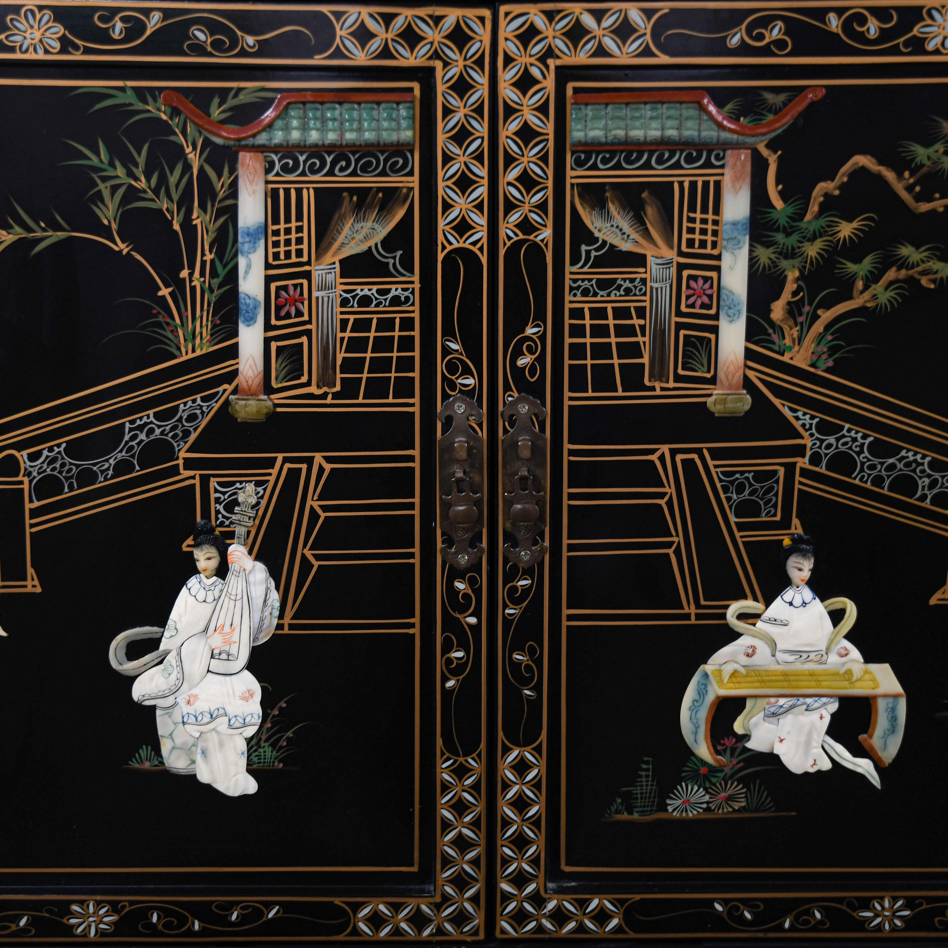 Chinese Black Locker and Mother of Pearl Cabinet-5