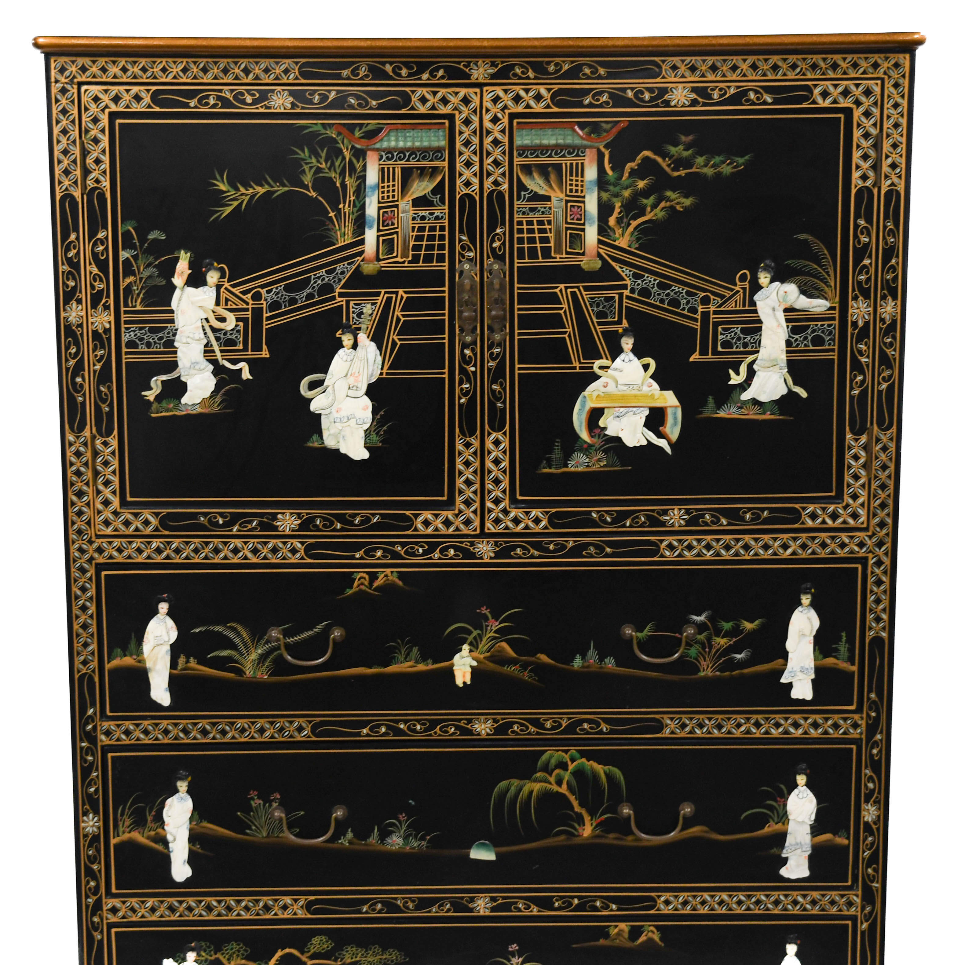 Chinese Black Locker and Mother of Pearl Cabinet-2