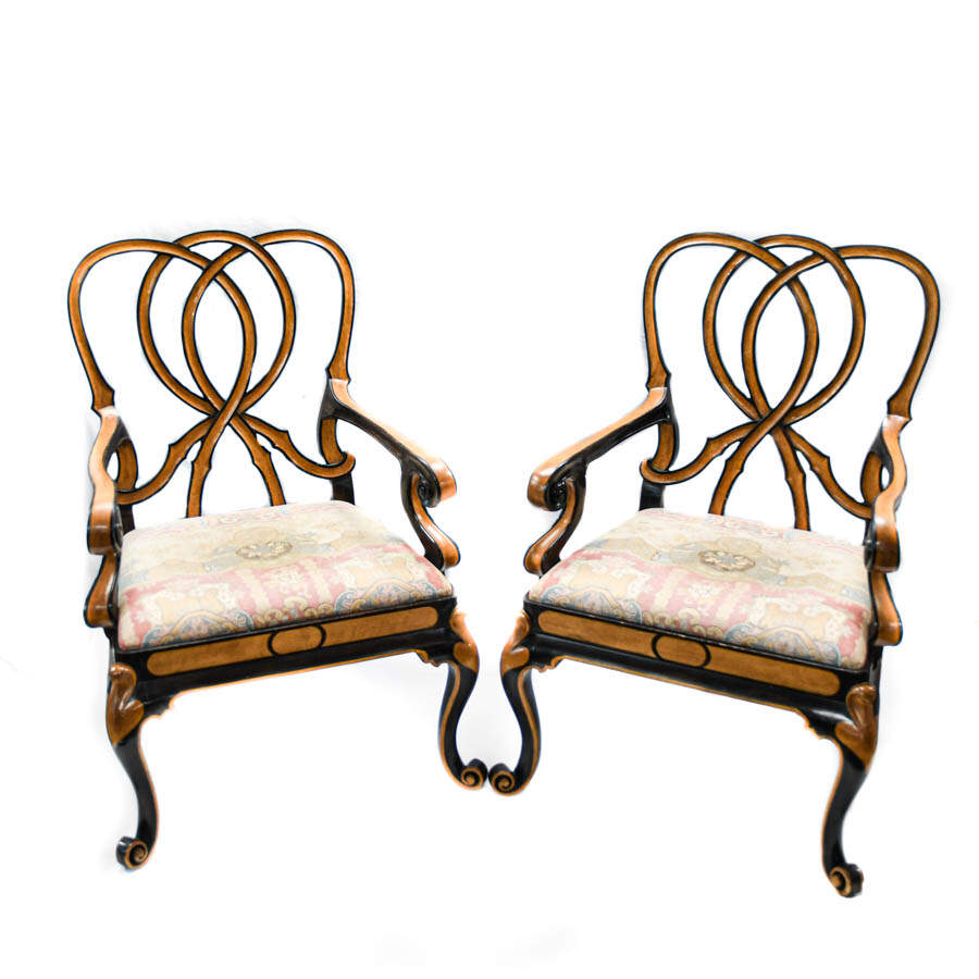 Pair of Georgina Ribbon Back Arm Chairs-3