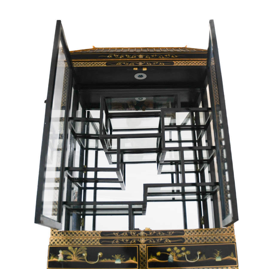 Chinese Black Lacquer and Mother of Pearl Cabinet-5