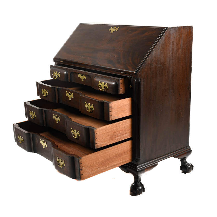 Mahogany Governor Winthrop Desk with Ball and Claw Feet-8