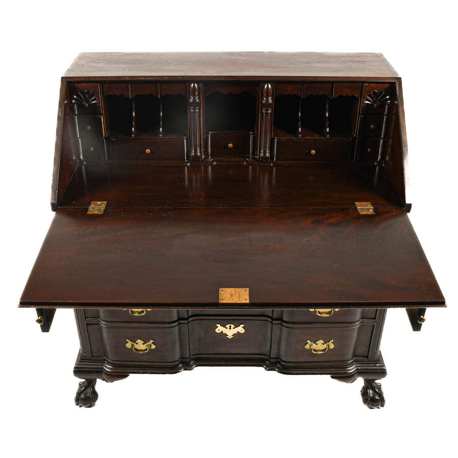Mahogany Governor Winthrop Desk with Ball and Claw Feet-5