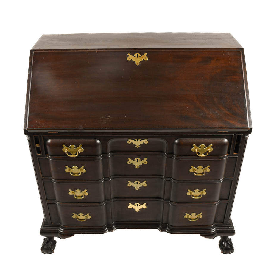 Mahogany Governor Winthrop Desk with Ball and Claw Feet-4