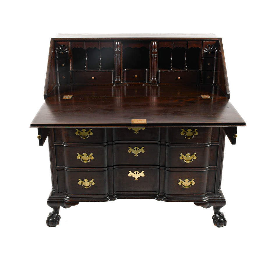Mahogany Governor Winthrop Desk with Ball and Claw Feet-3