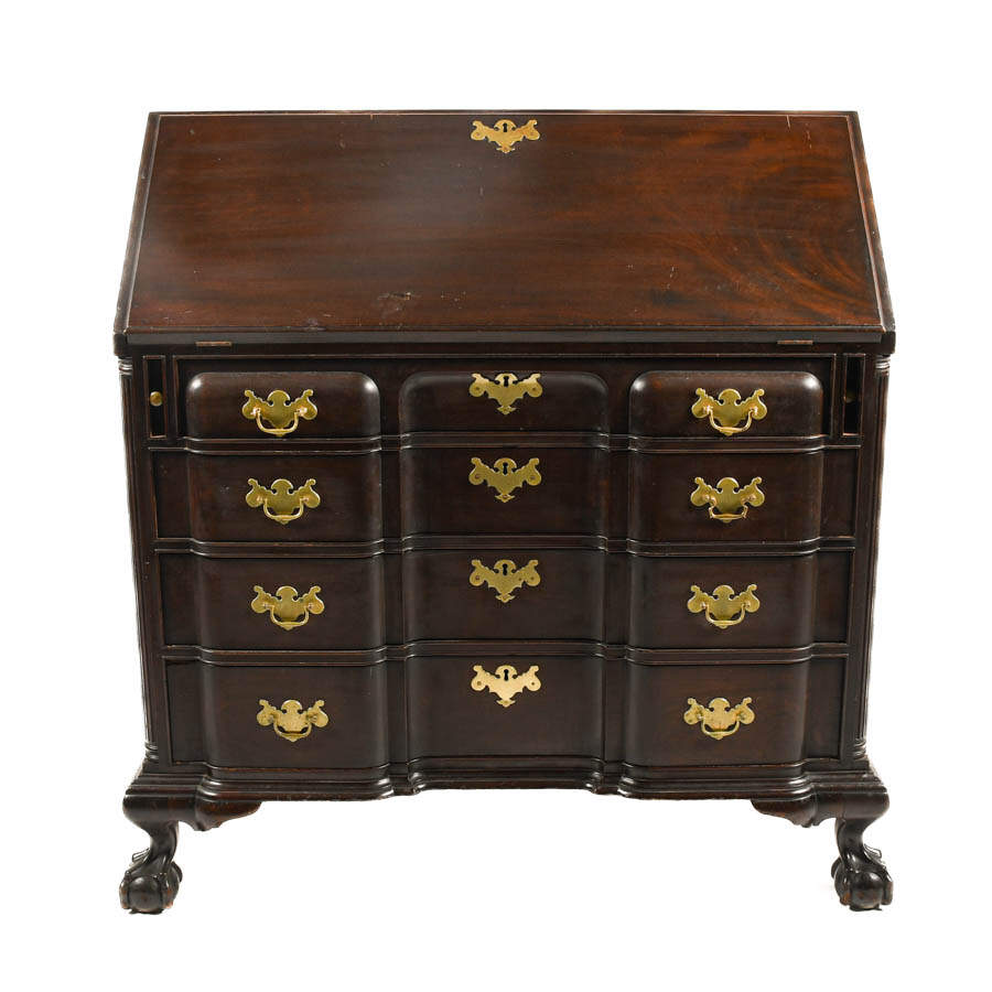 Mahogany Governor Winthrop Desk with Ball and Claw Feet-1