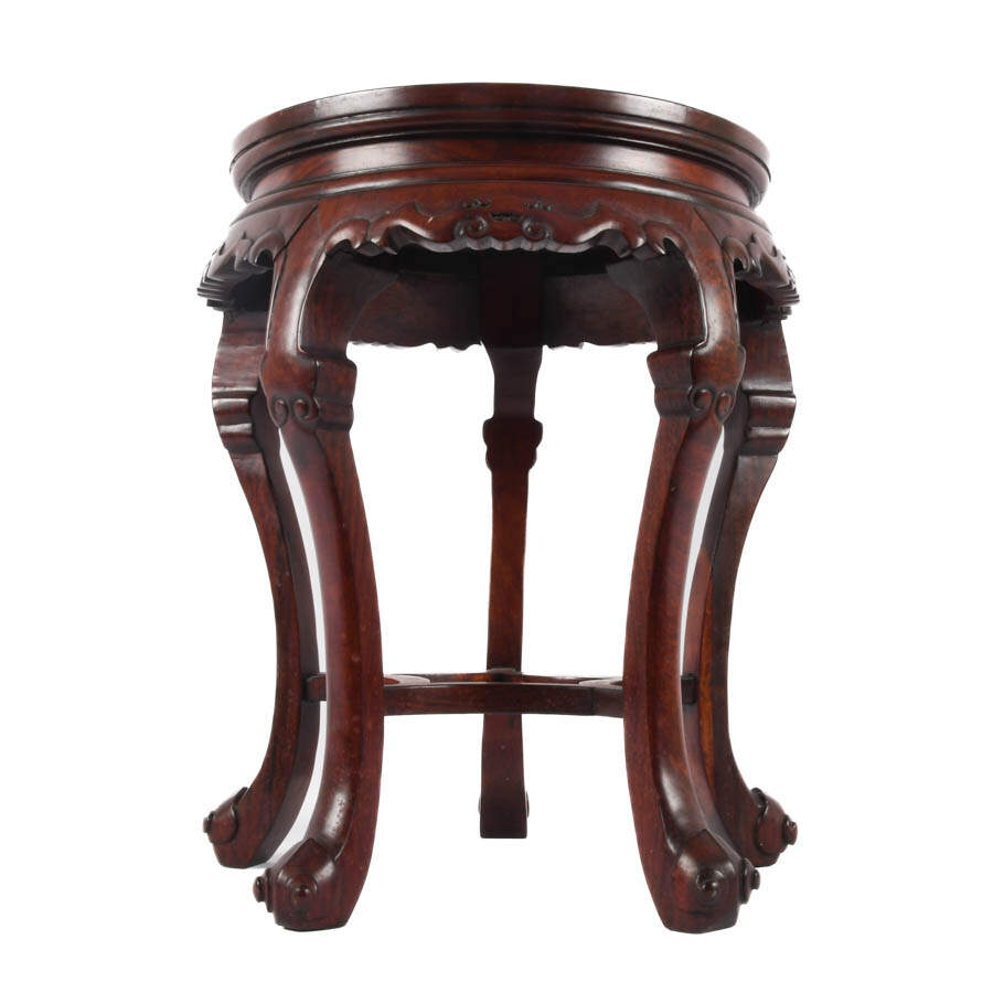Chinese Cloisonné Inlaid and Rosewood Side Table-2